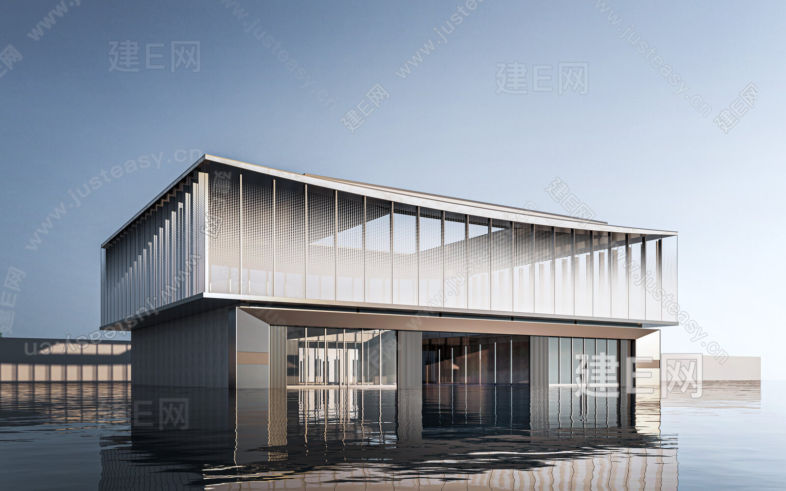 现代展览馆建筑模型SU模型下载[ID:115823949]_建e网su模型
