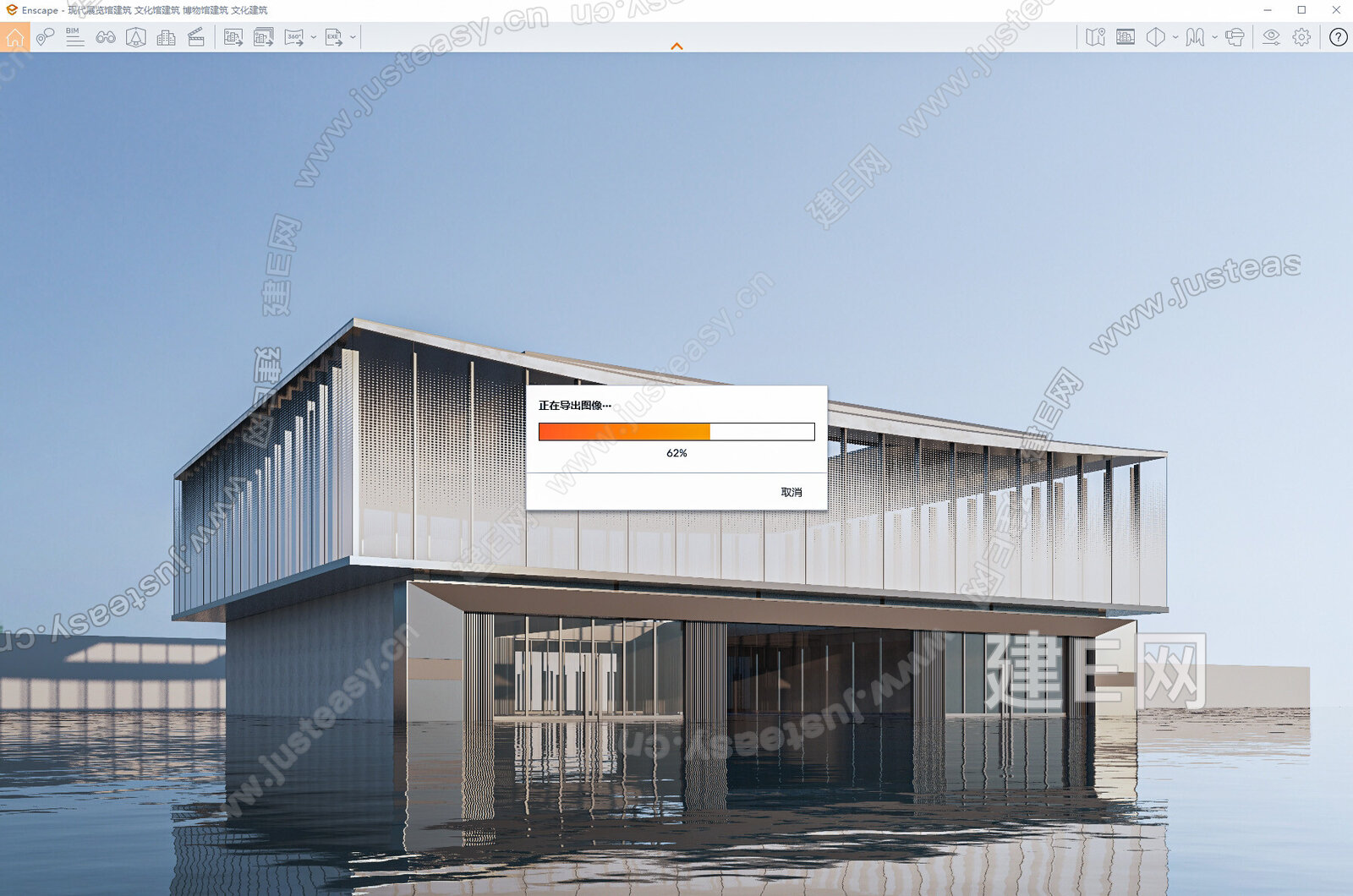 现代展览馆建筑模型SU模型下载[ID:115823949]_建e网su模型
