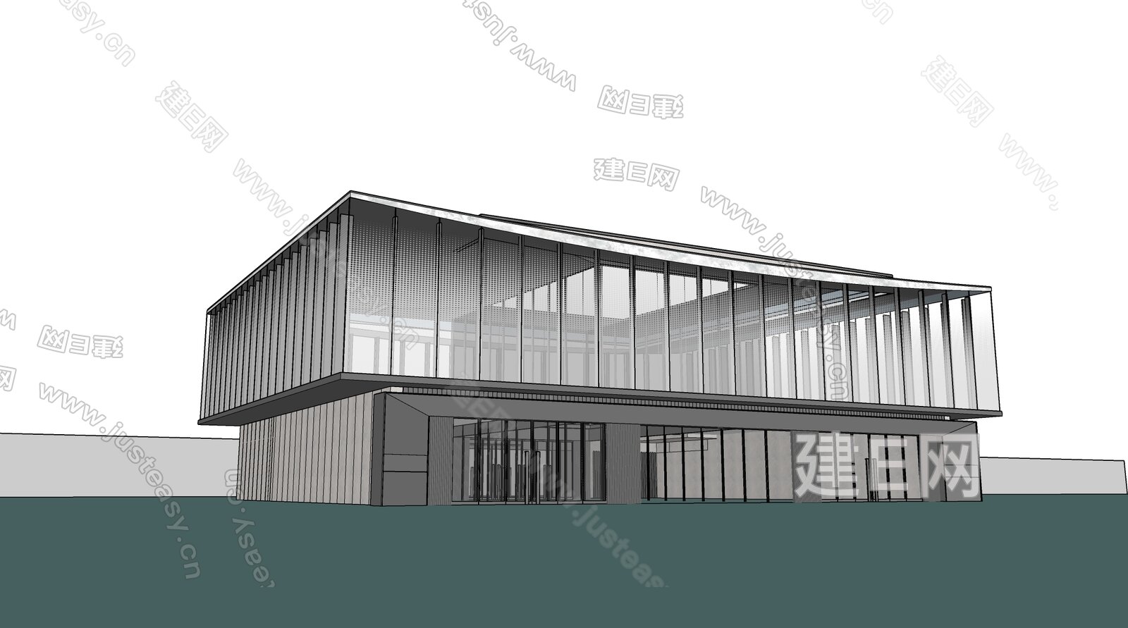 现代展览馆建筑模型SU模型下载[ID:115823949]_建e网su模型