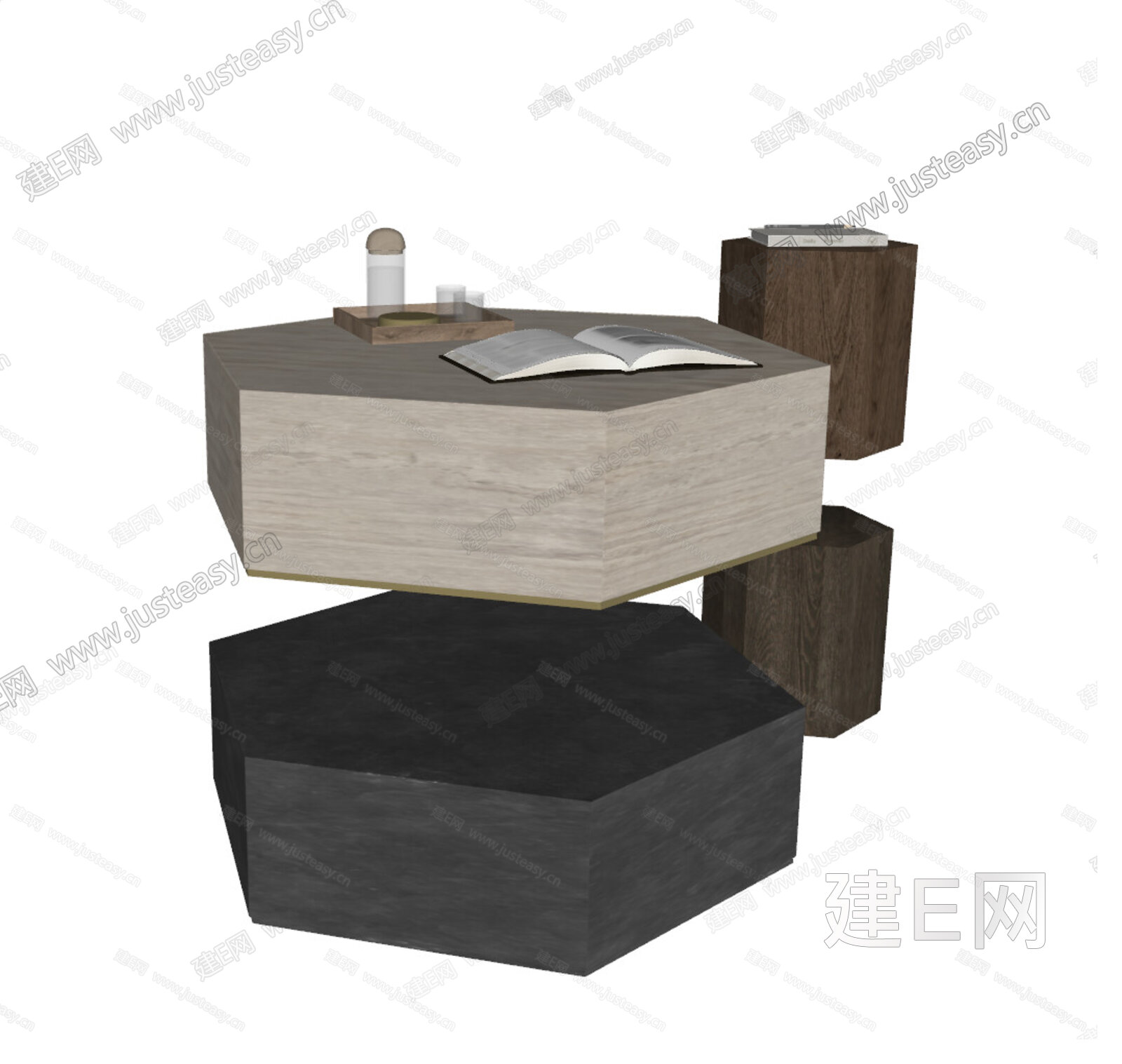 minotti米洛提 现代茶几组合模型SU模型下载[ID:115824079]_建e网su模型