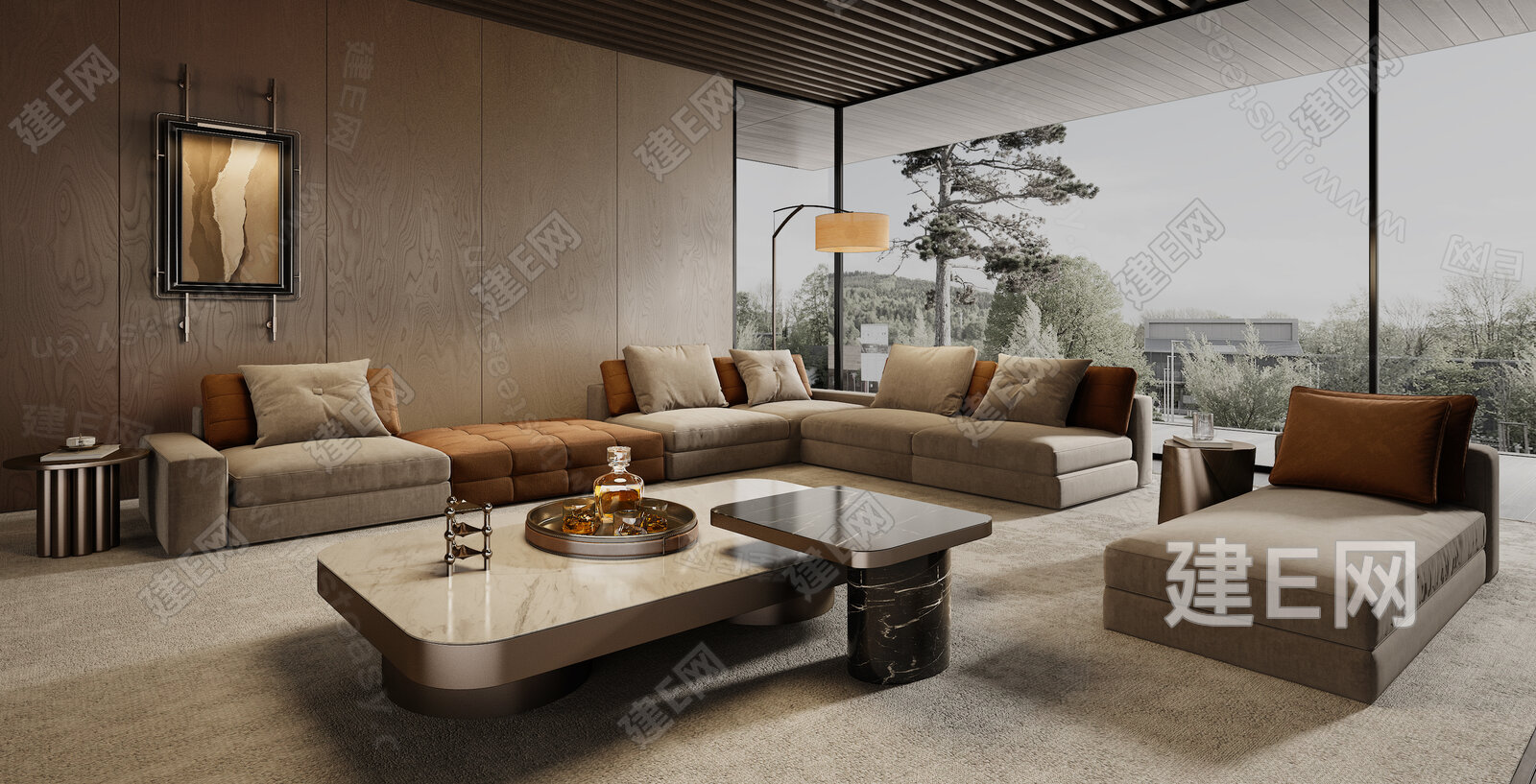 Minotti 米洛提现代沙发茶几组合模型SU模型下载[ID:114972051]_建E室内设计网