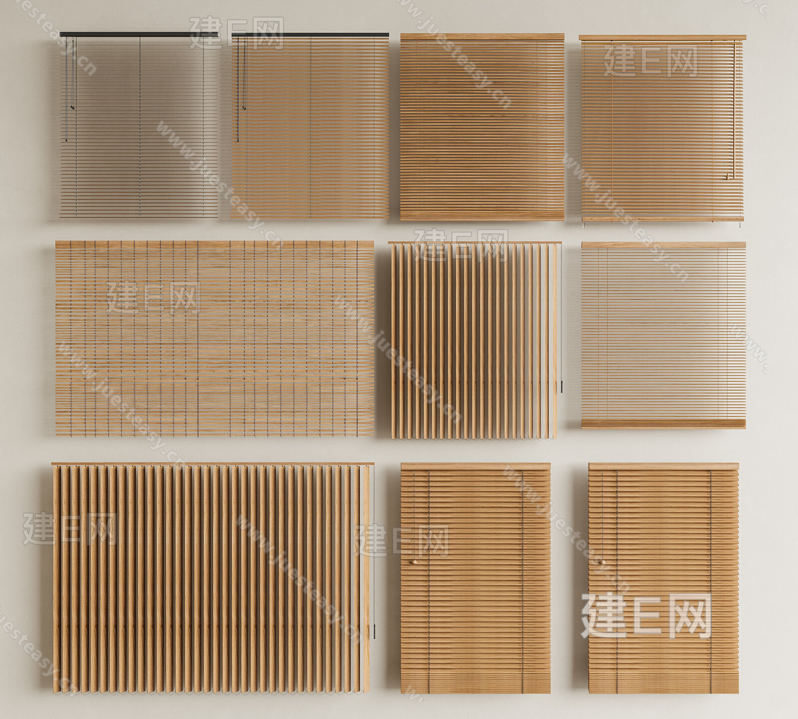 新中式百叶帘模型SU模型下载[ID:115365216]_建e网su模型