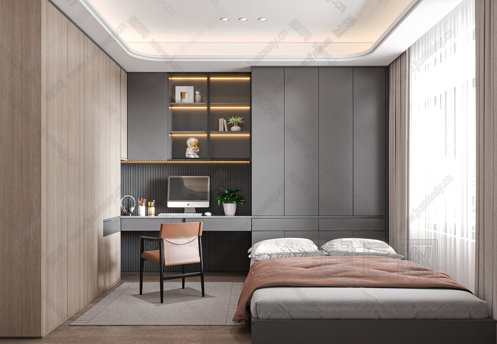 现代榻榻米卧室模型SU模型下载[ID:115365203]_建E室内设计网
