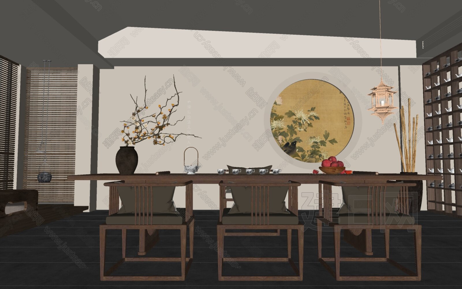 侘寂风茶室模型SU模型下载[ID:116217272]_建e网su模型