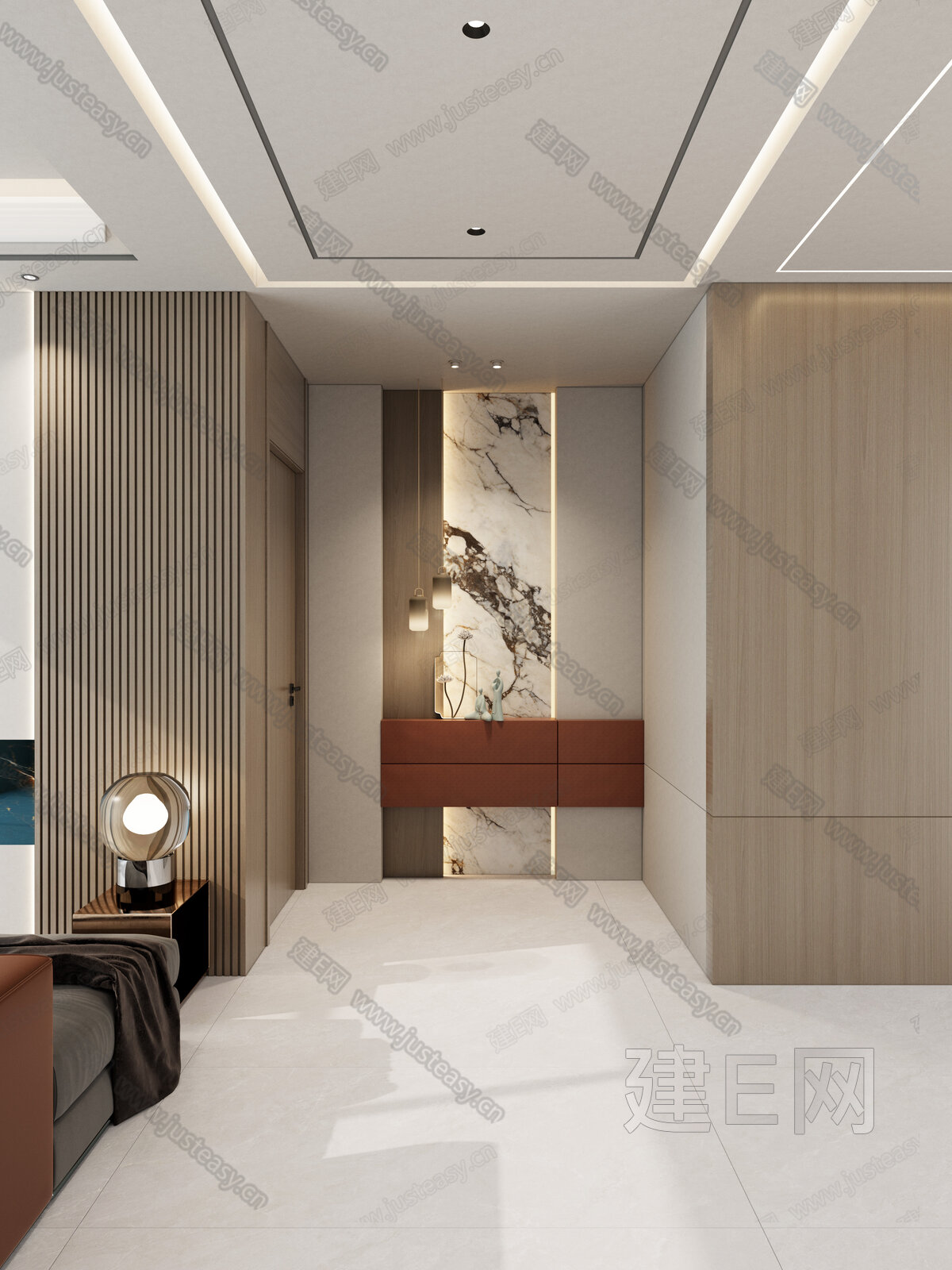 新中式轻奢玄关模型SU模型下载[ID:116151741]_建e网su模型