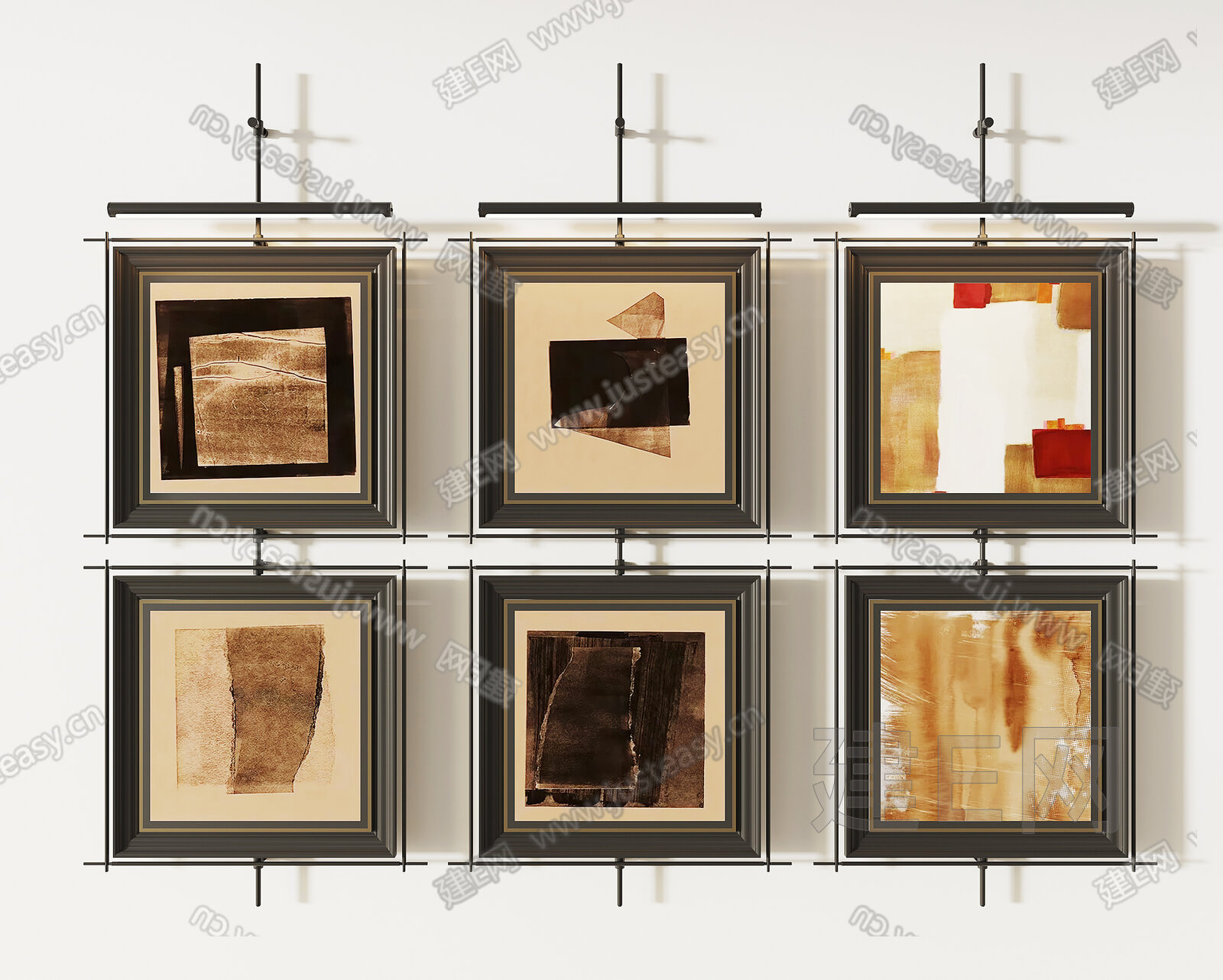 新中式中古装饰挂画模型SU模型下载[ID:117265681]_建e网su模型