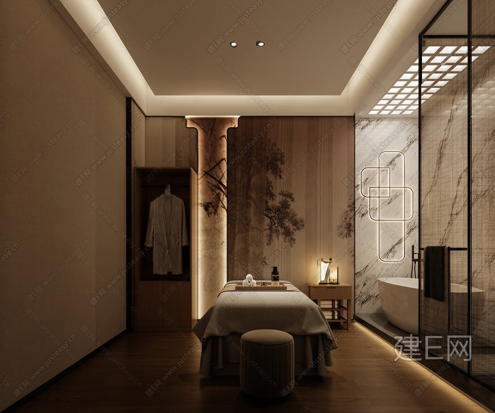 新中式洗浴中心3d模型下载[ID:111696988]_建e网3d模型
