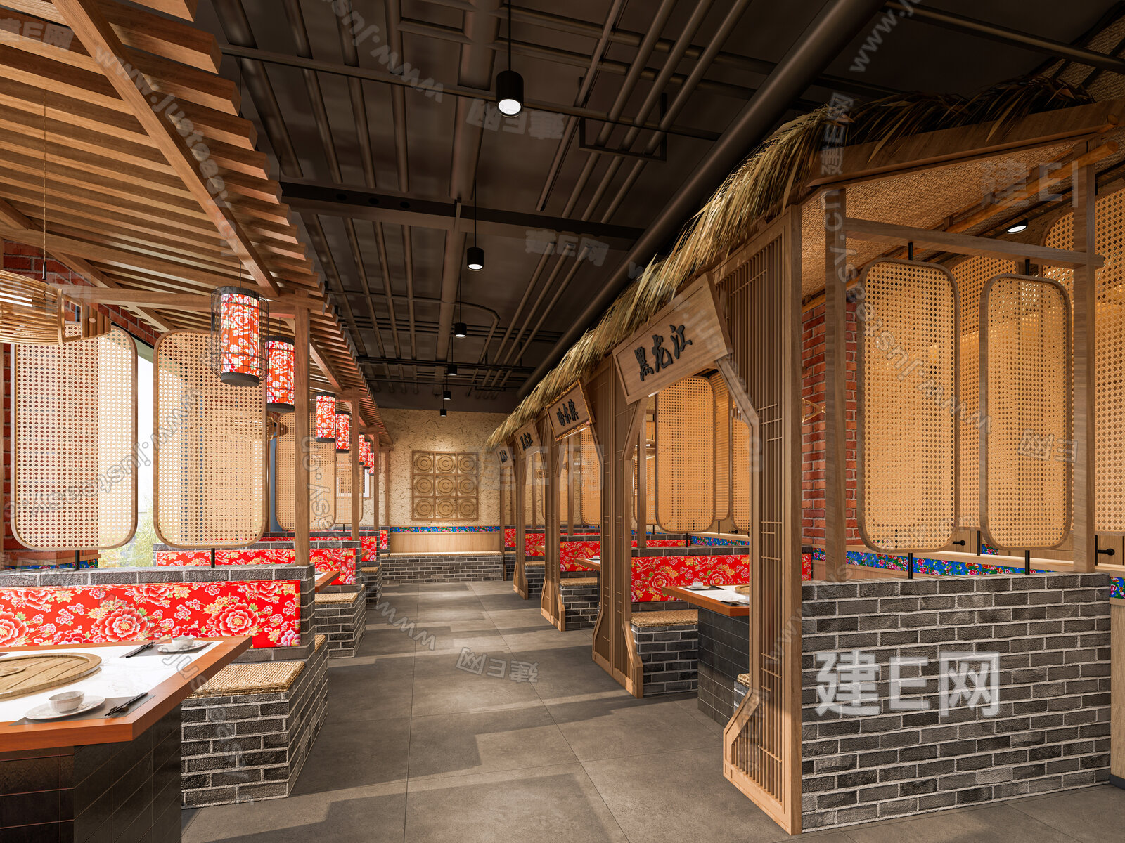 新中式火锅店模型SU模型下载[ID:117069136]_建e网su模型
