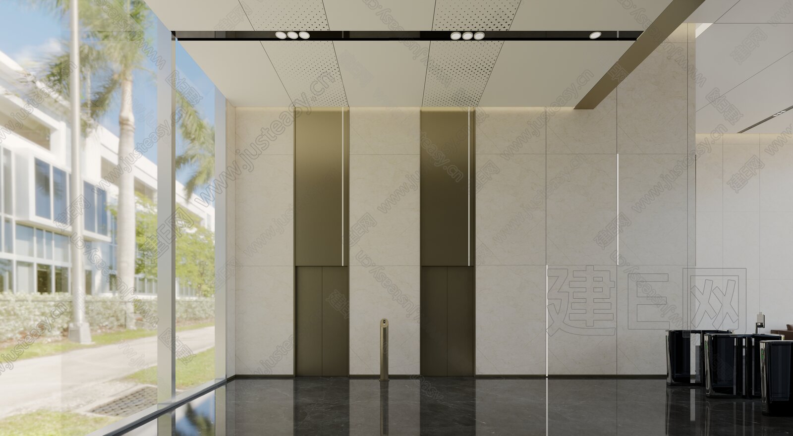 现代办公大堂模型SU模型下载[ID:109073760]_建e网su模型