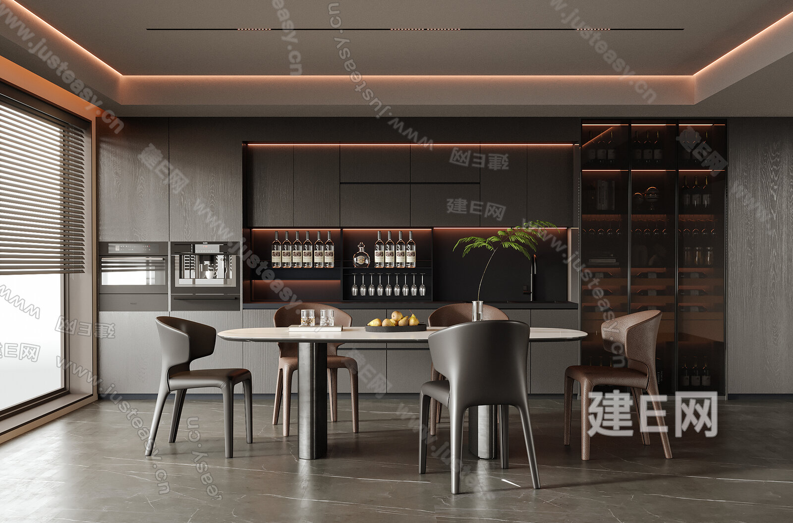 现代餐厅模型SU模型下载[ID:109270399]_建e网su模型