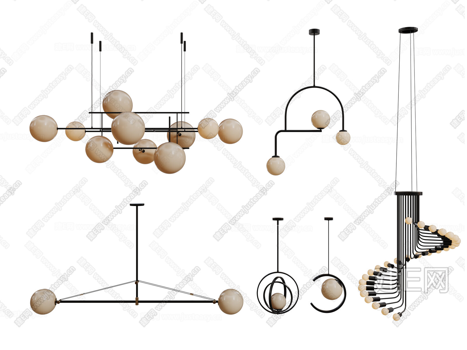 现代球形吊灯模型SU模型下载[ID:109204929]_建E室内设计网