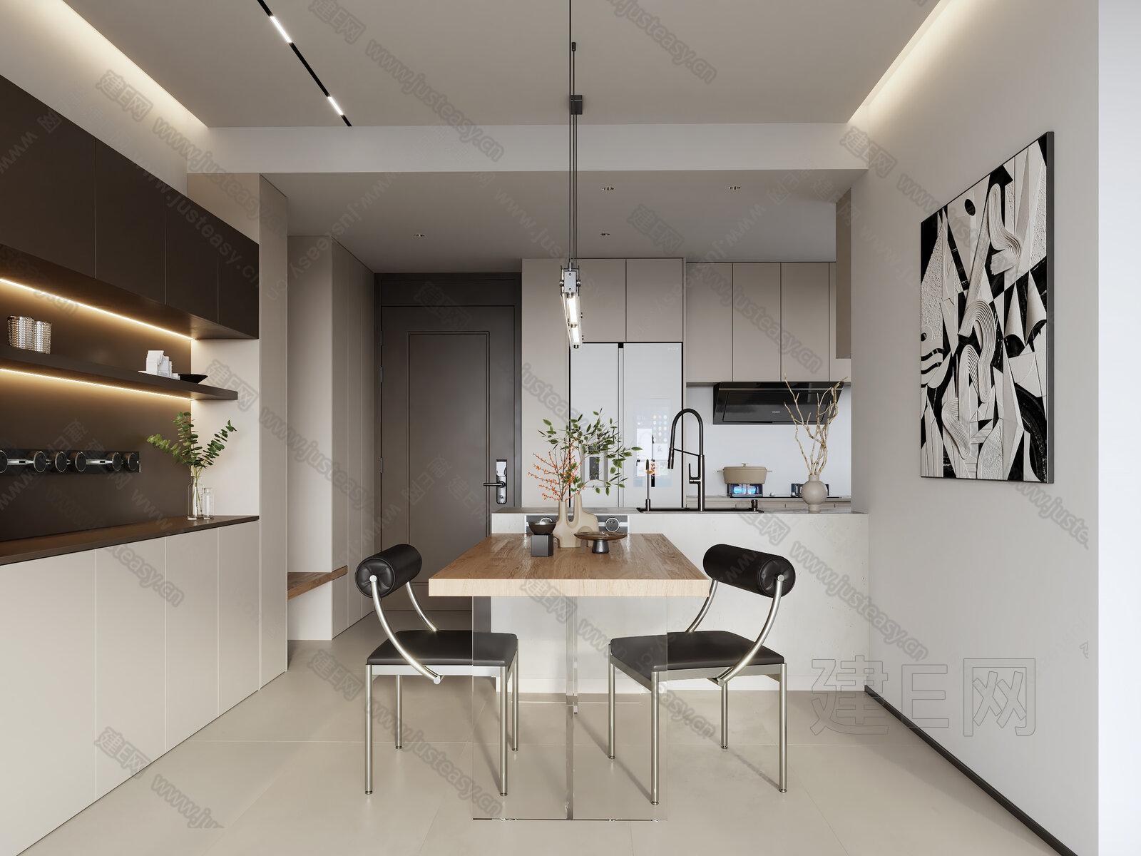 现代餐厅模型SU模型下载[ID:112022989]_建e网su模型