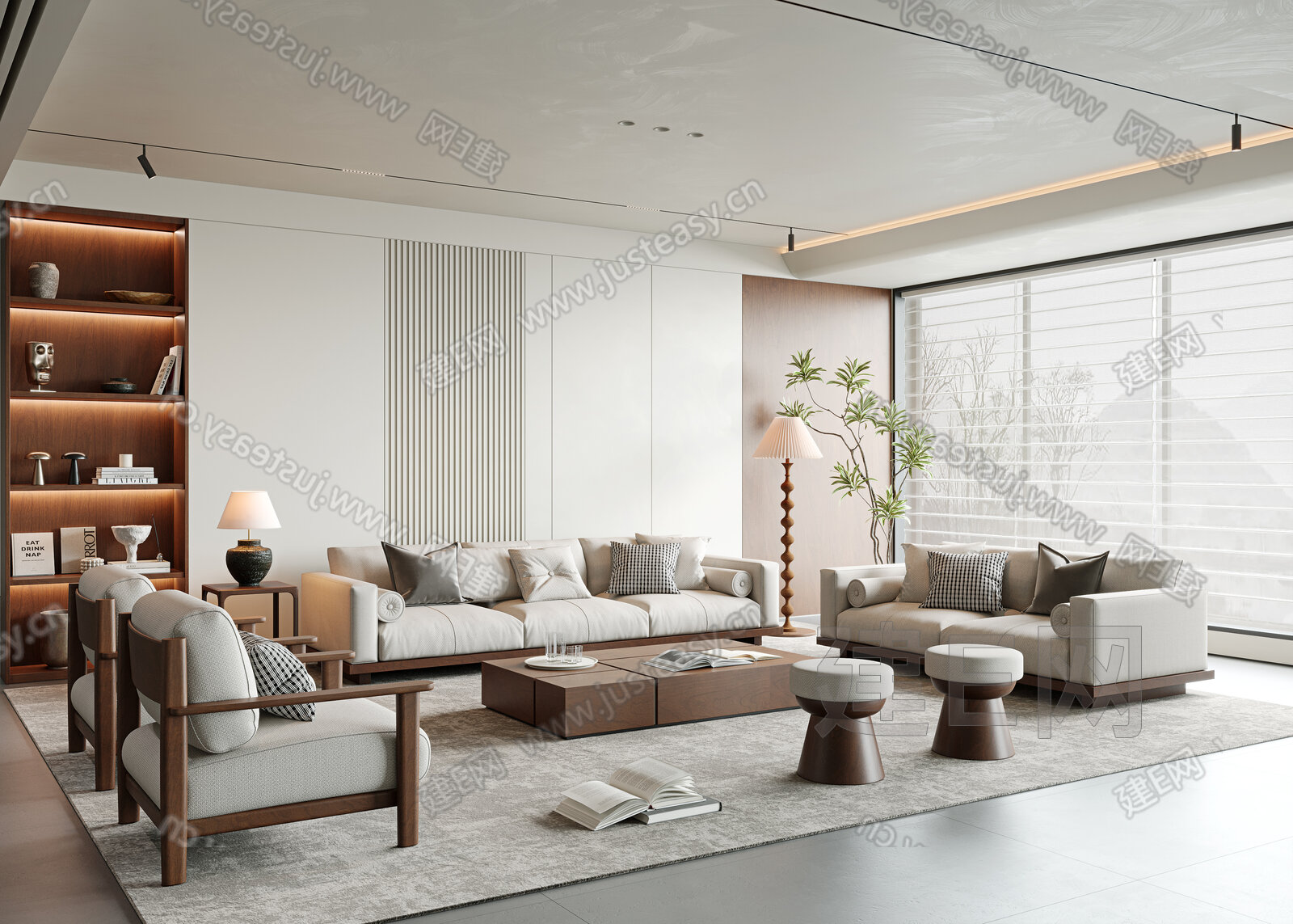 侘寂风客厅3d模型下载[ID:107110366]_建e网3d模型