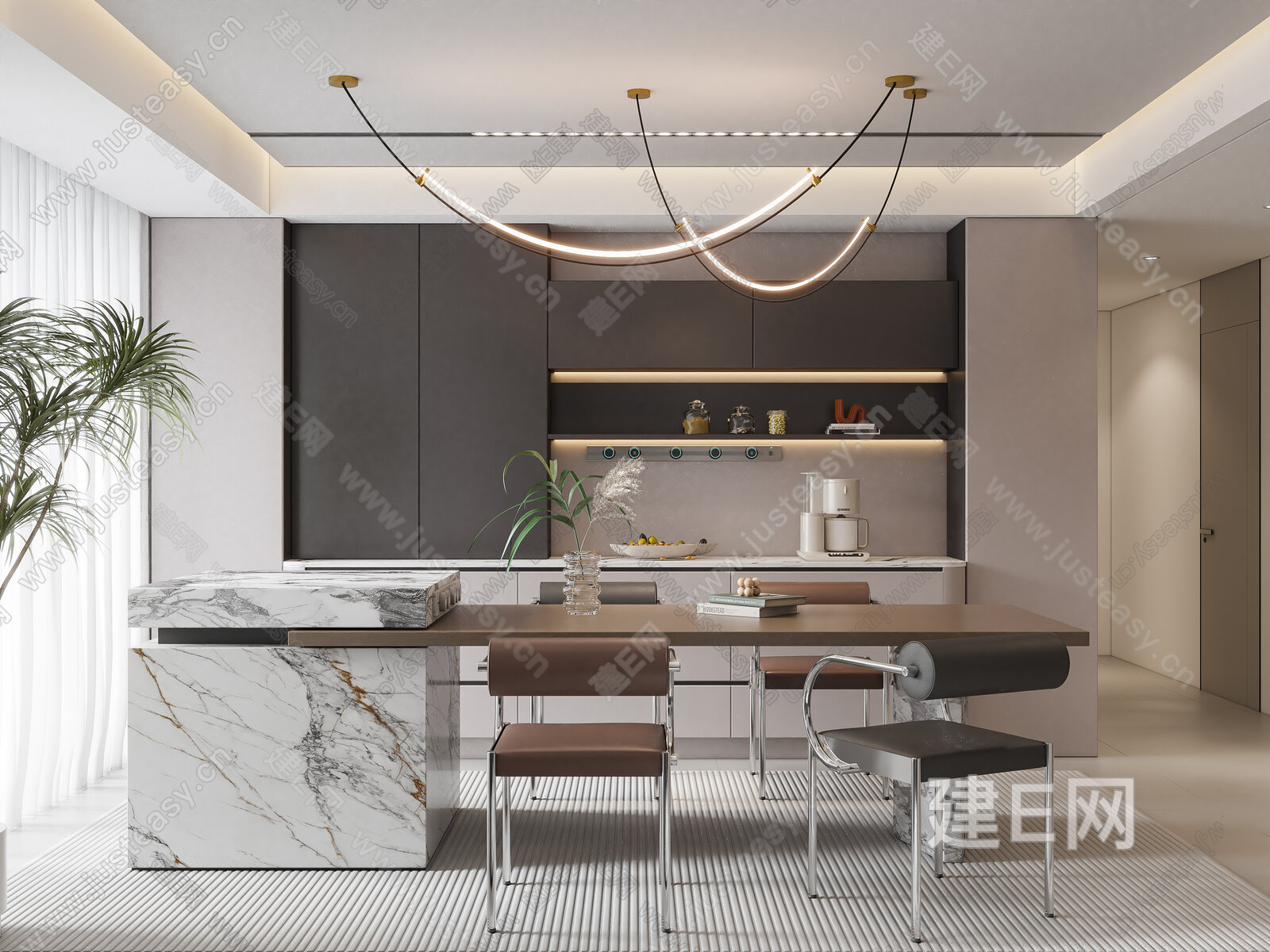 现代餐厅模型SU模型下载[ID:112219630]_建e网su模型