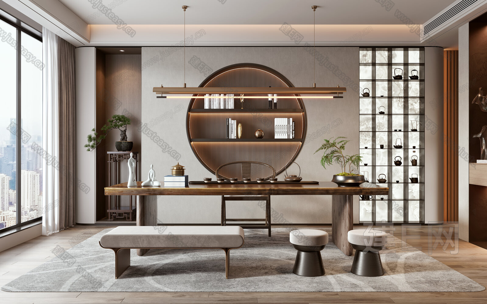 【新中式茶室3d模型】建e网_新中式茶室3d模型下载[ID:107503538]_打造3d新中式茶室模型免费下载平台