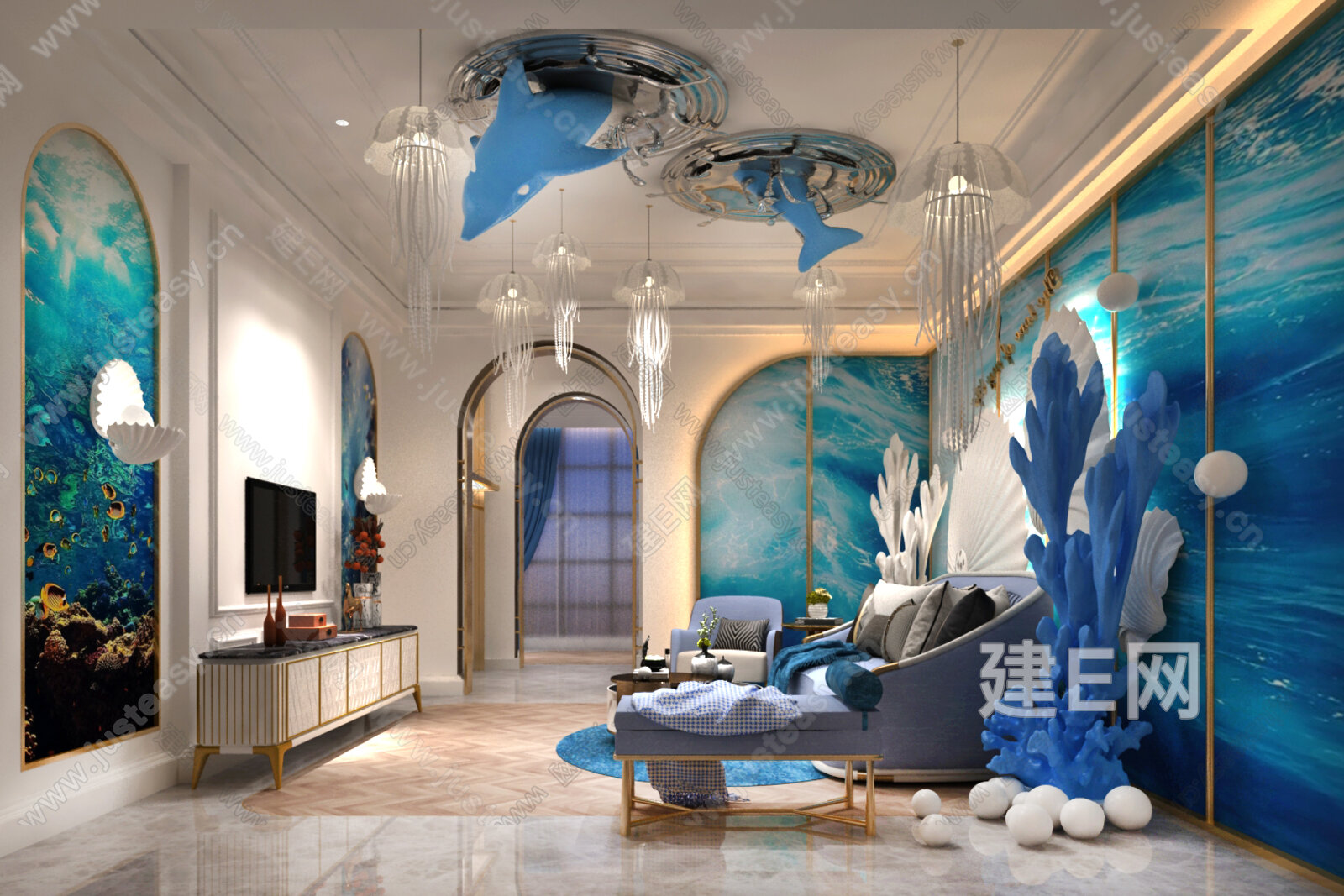 地中海海洋主题室3d模型下载[ID:107700073]_建e网3d模型