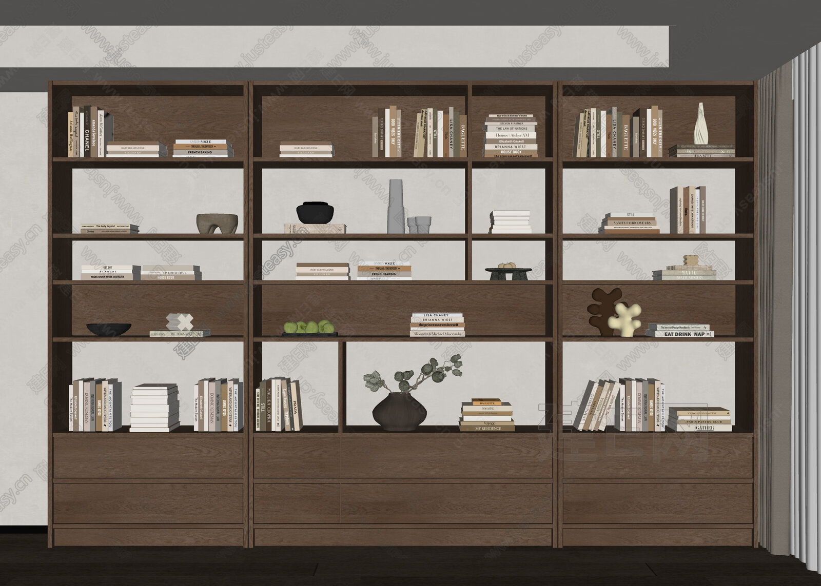 现代书柜模型SU模型下载[ID:112612813]_建e网su模型
