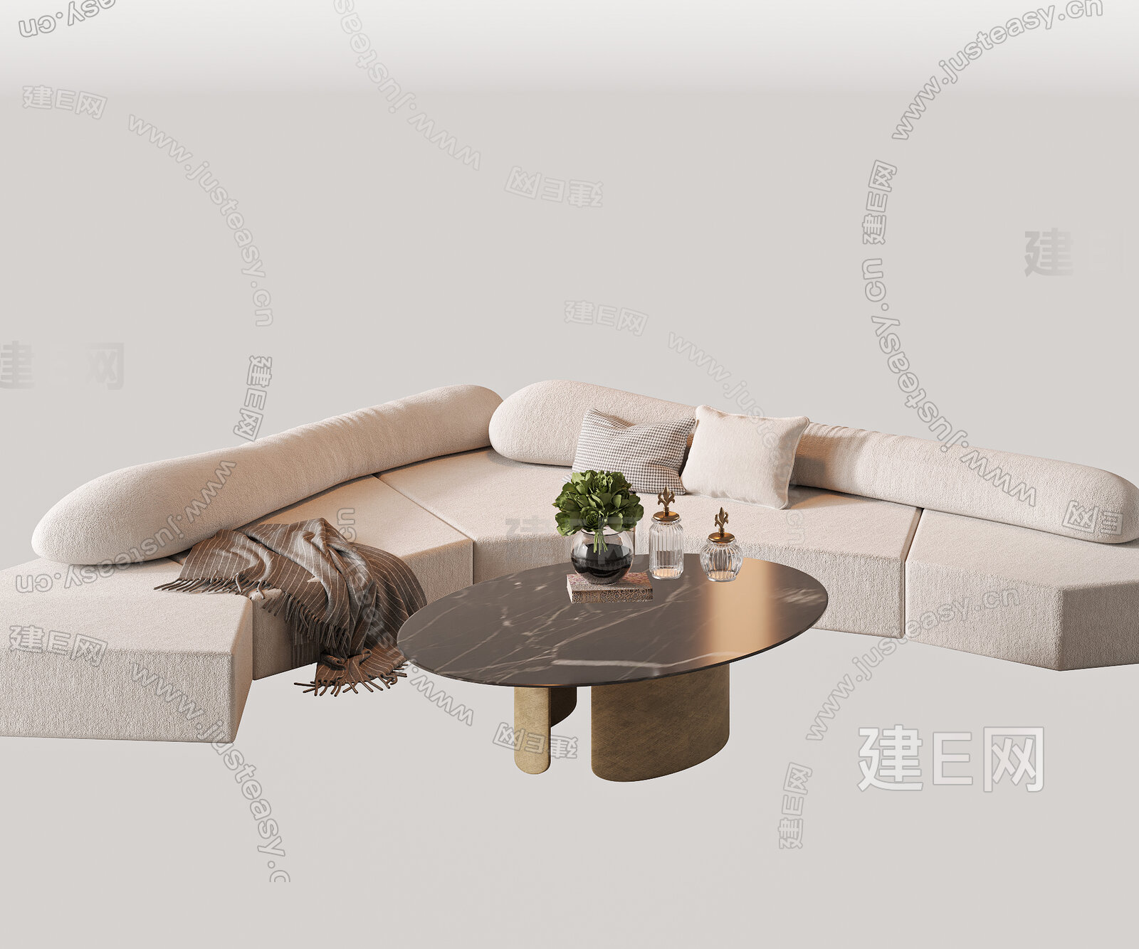 现代沙发茶几组合模型SU模型下载[ID:113071498]_建e网su模型