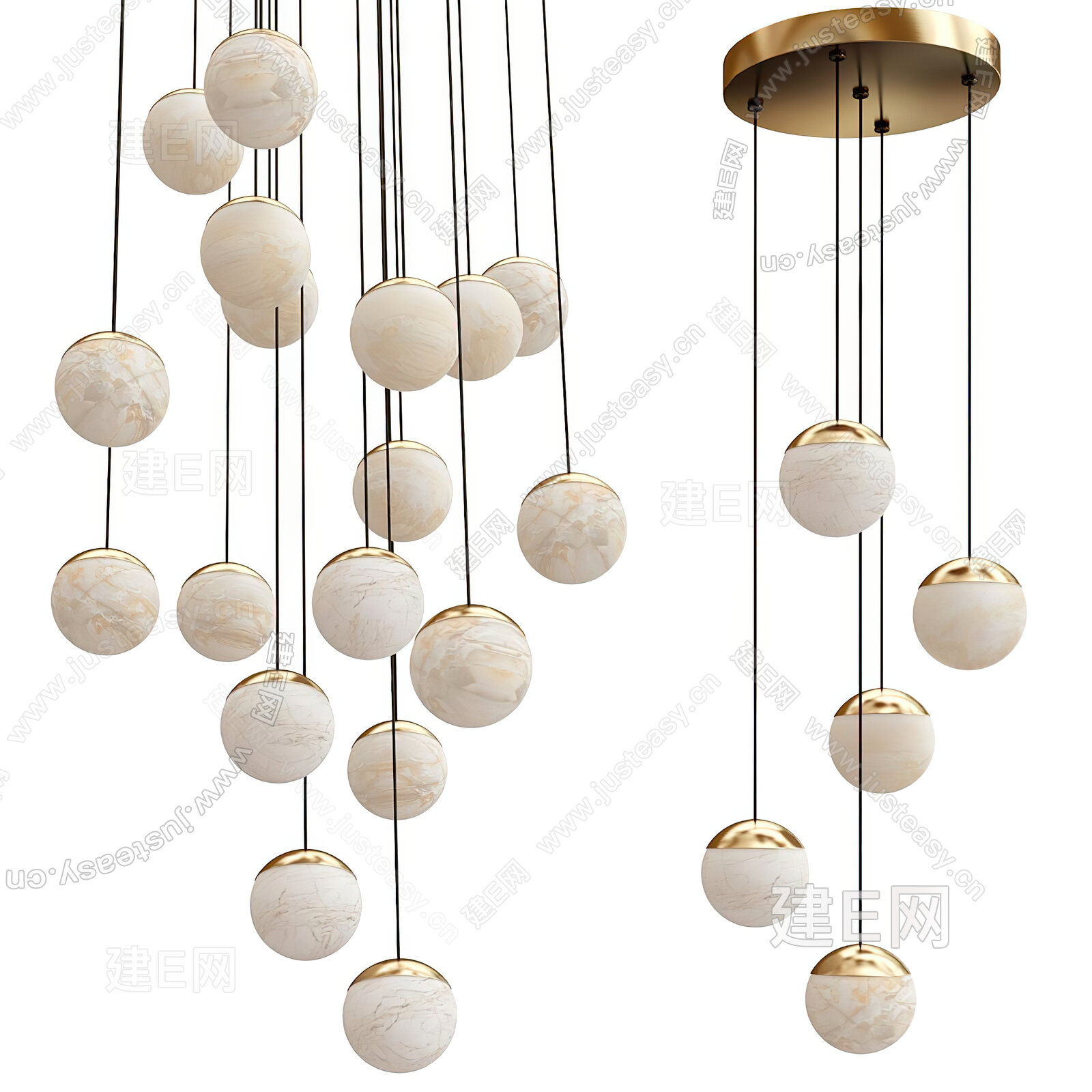 现代吊灯 装饰吊灯 球形吊灯 吊灯组合 模型SU模型下载[ID:113005838]_建E室内设计网