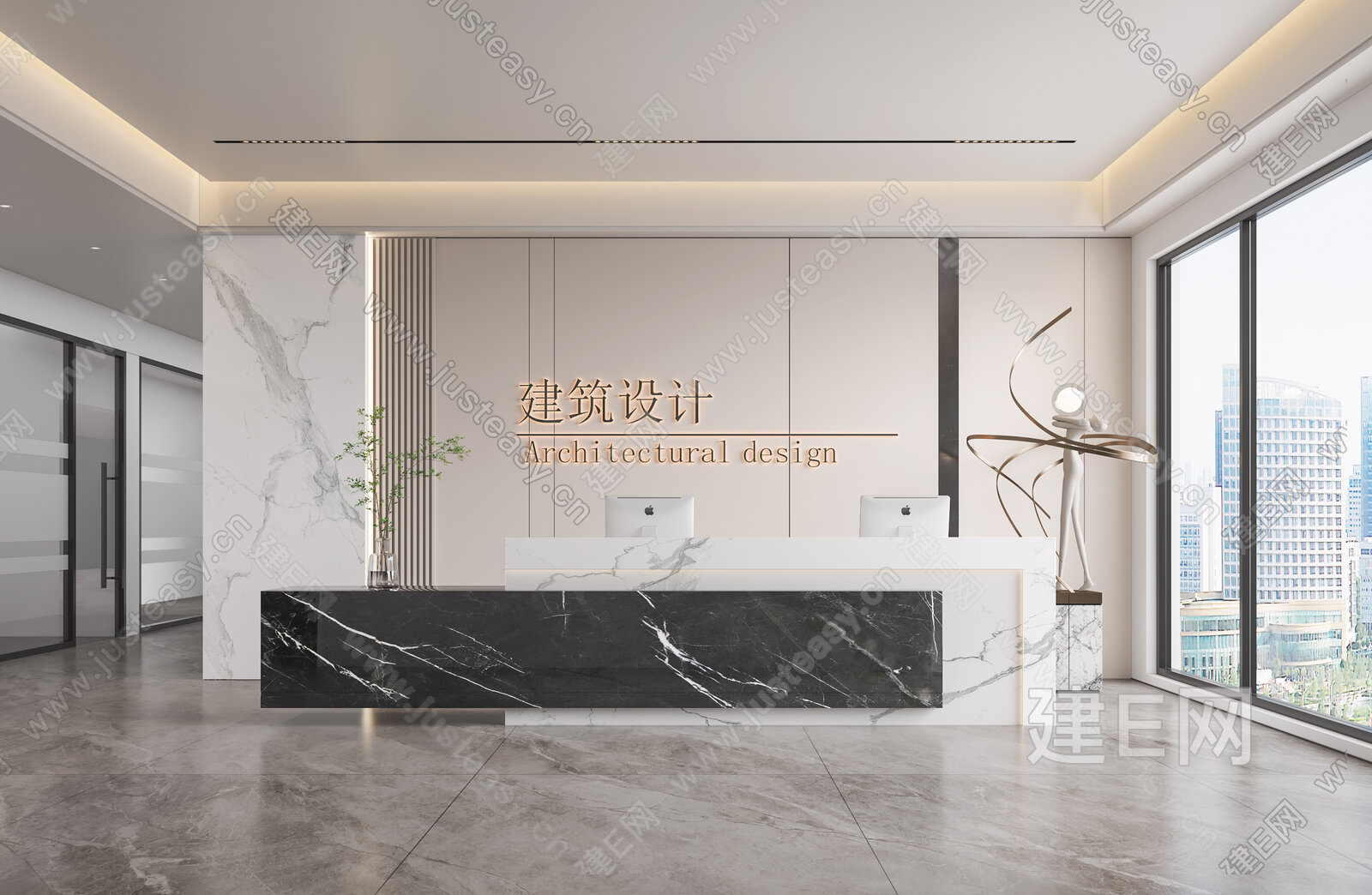 现代公司前台模型SU模型下载[ID:104944807]_建e网su模型