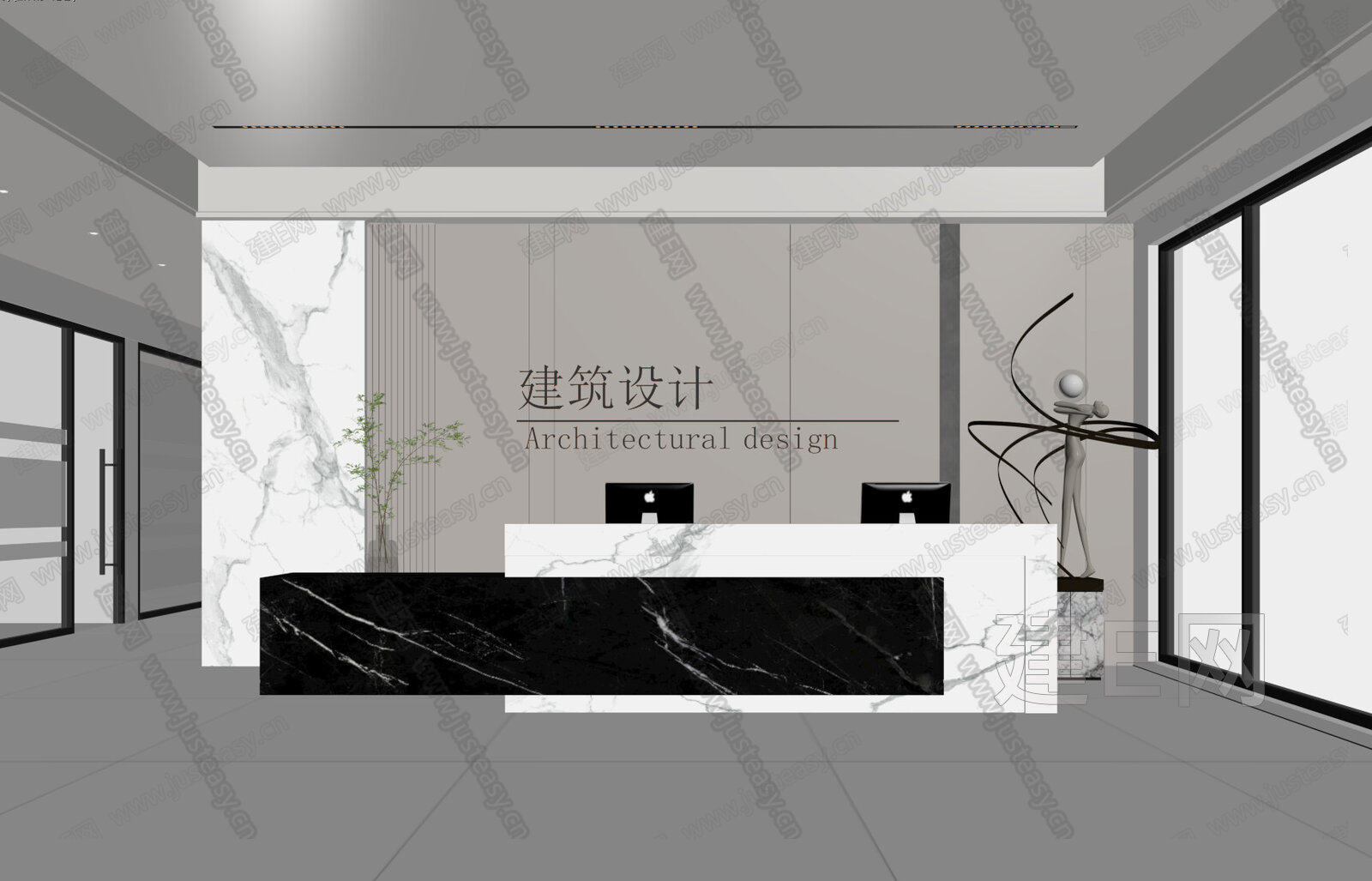 现代公司前台模型SU模型下载[ID:104944807]_建e网su模型