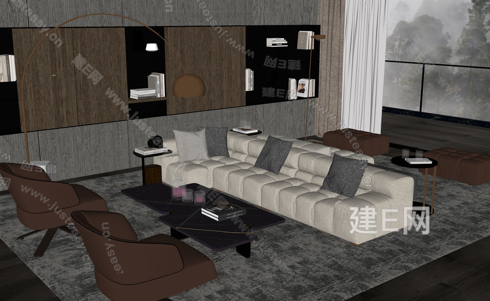 Minotti米洛提 现代沙发茶几组合模型SU模型下载[ID:105403405]_建e网su模型