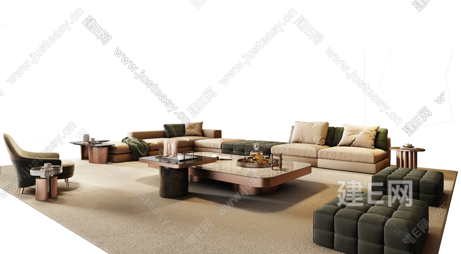 Minotti 米洛提 现代沙发组合模型SU模型下载[ID:106189856]_建e网su模型