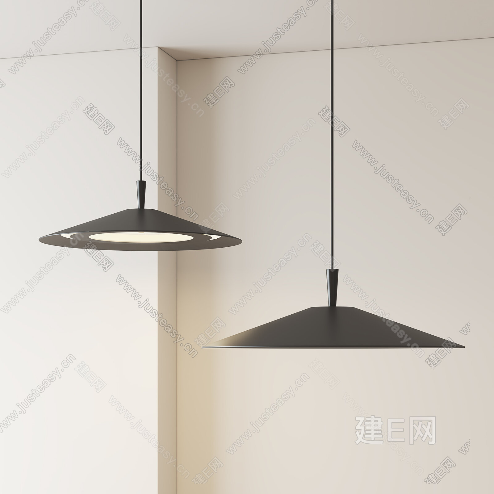 现代飞碟吊灯模型SU模型下载[ID:107762939]_建E室内设计网