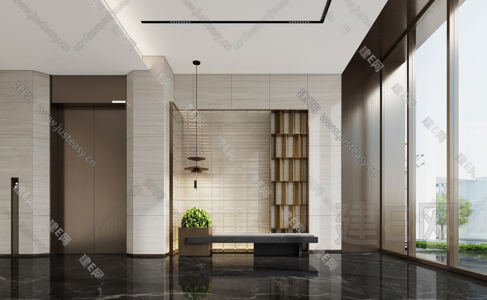 现代公司入口前厅 模型SU模型下载[ID:106976310]_建e网su模型