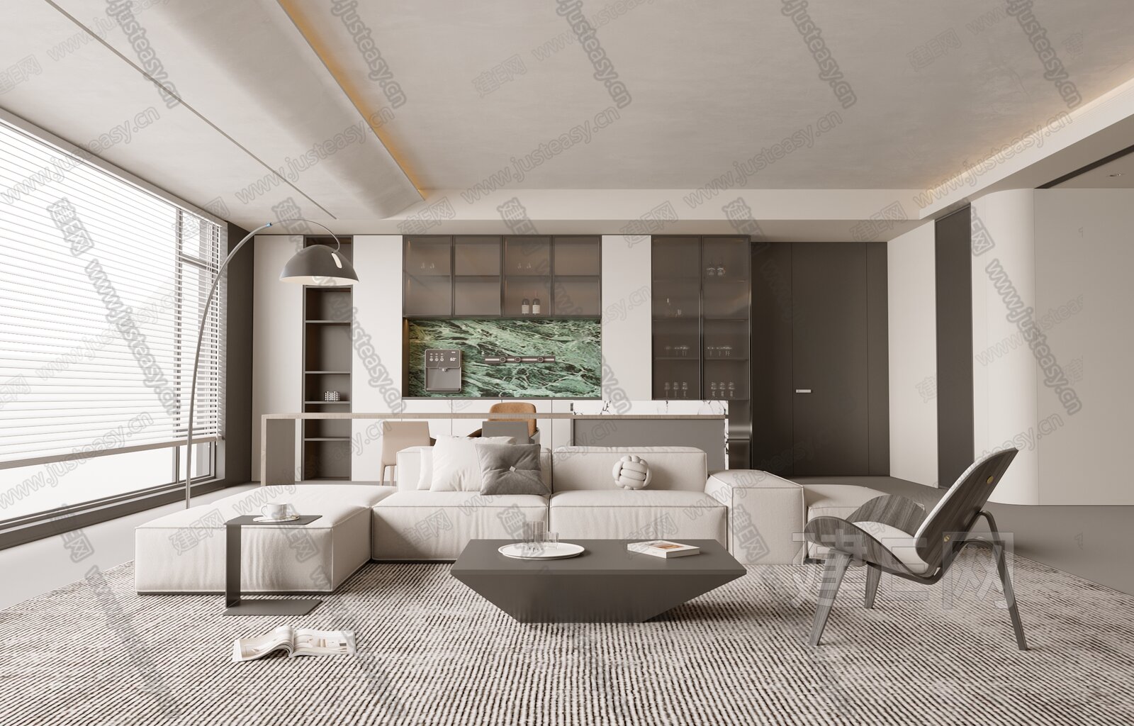 意式现代极简客餐厅 模型SU模型下载[ID:106976335]_建e网su模型