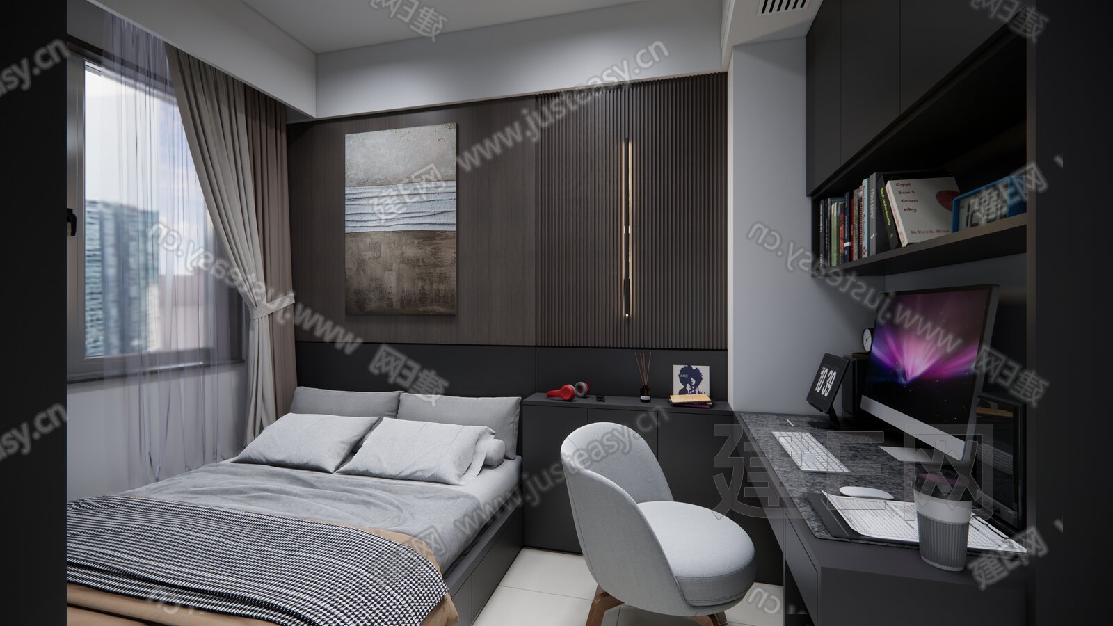 现代榻榻米次卧模型SU模型下载[ID:107697251]_建e网su模型
