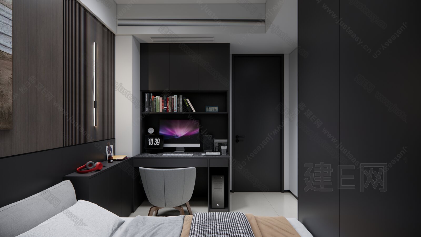 现代榻榻米次卧模型SU模型下载[ID:107697251]_建e网su模型