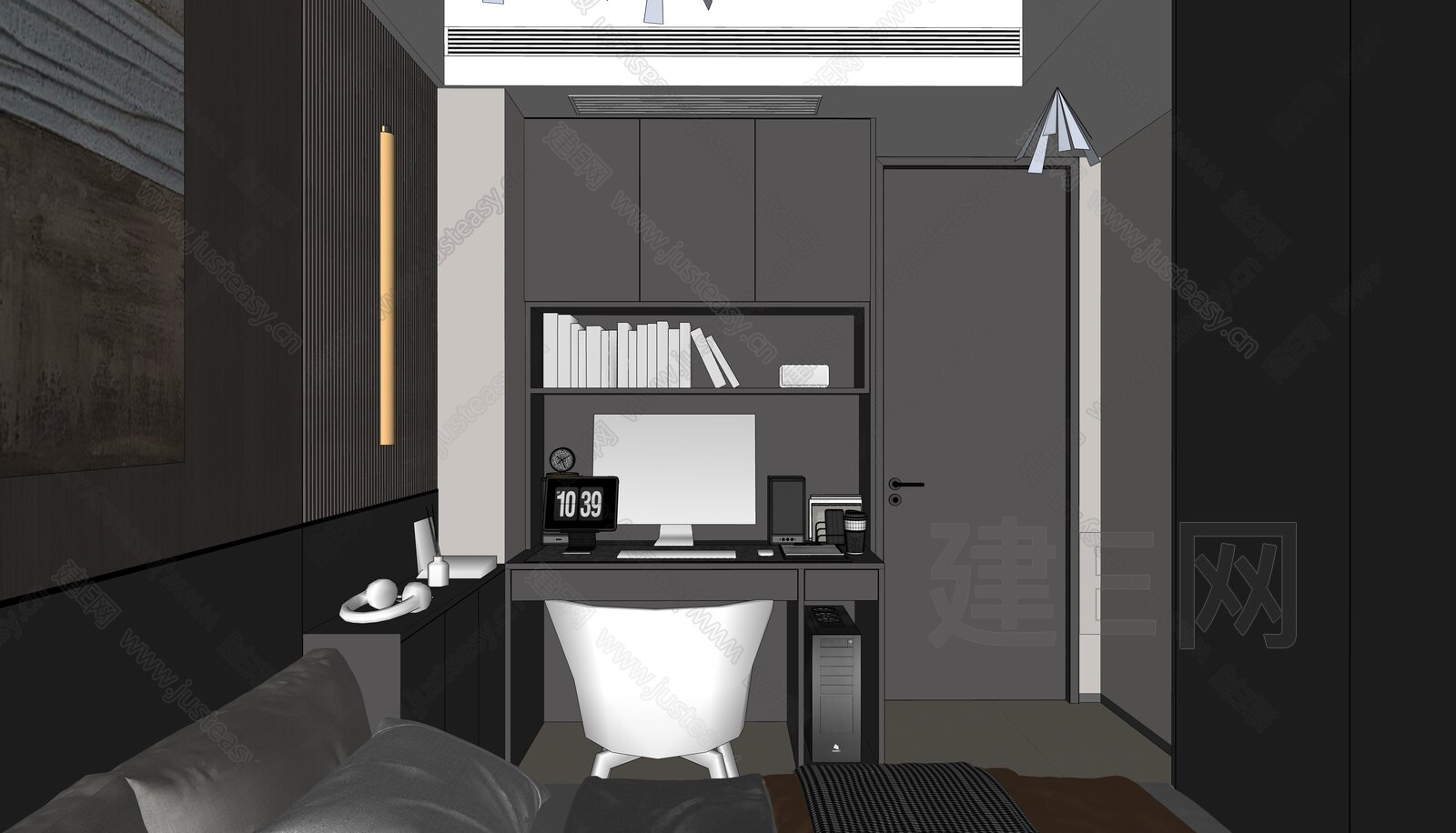 现代榻榻米次卧模型SU模型下载[ID:107697251]_建e网su模型