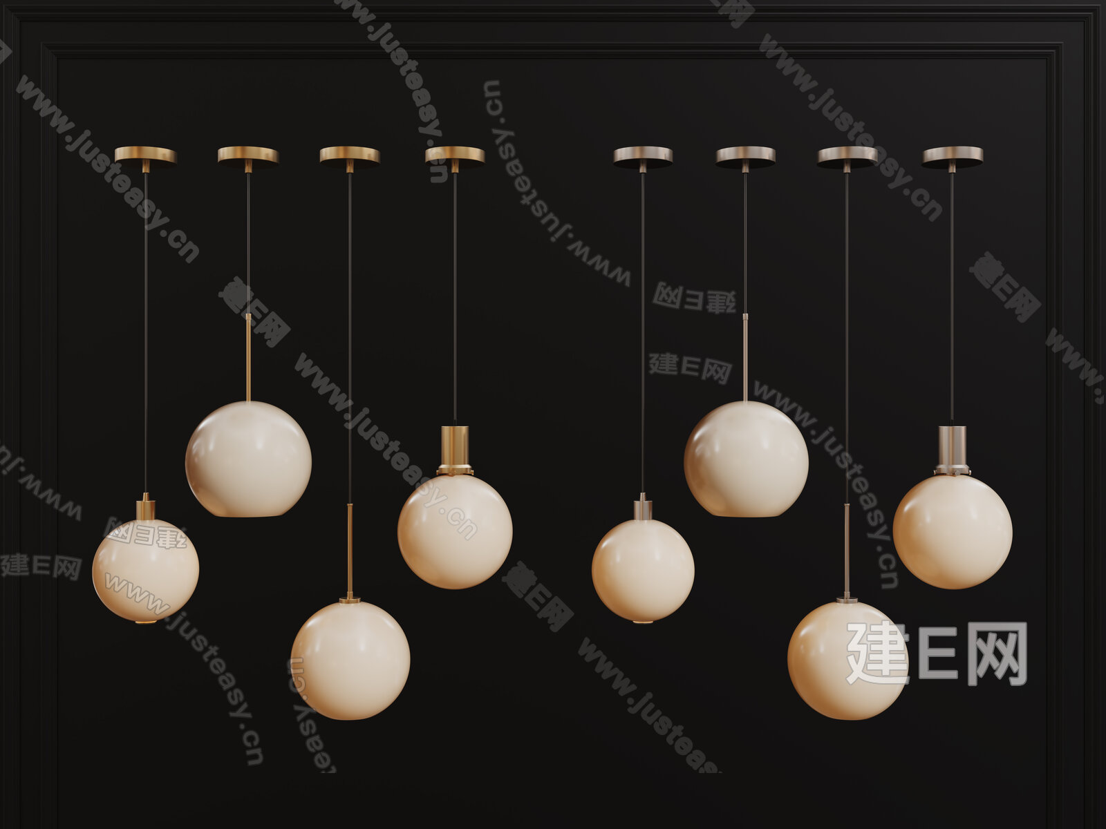 现代球形吊灯 模型SU模型下载[ID:108745732]_建E室内设计网