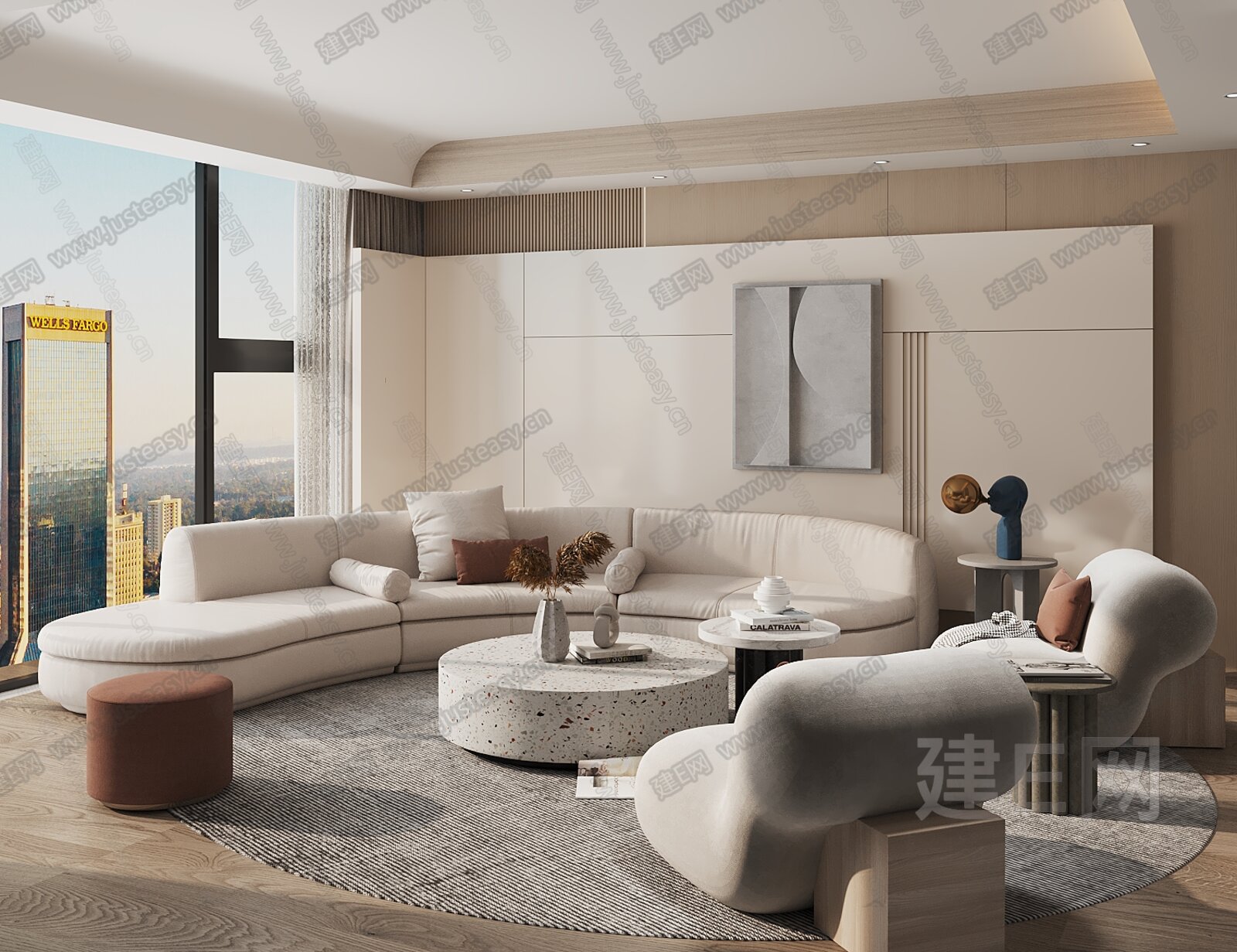 现代客厅模型SU模型下载[ID:100815896]_建e网su模型