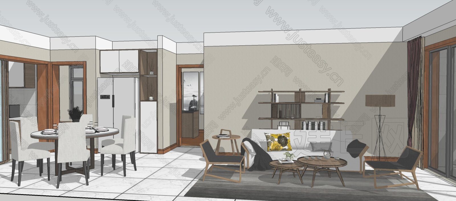 现代家装模型SU模型下载[ID:108745850]_建e网su模型