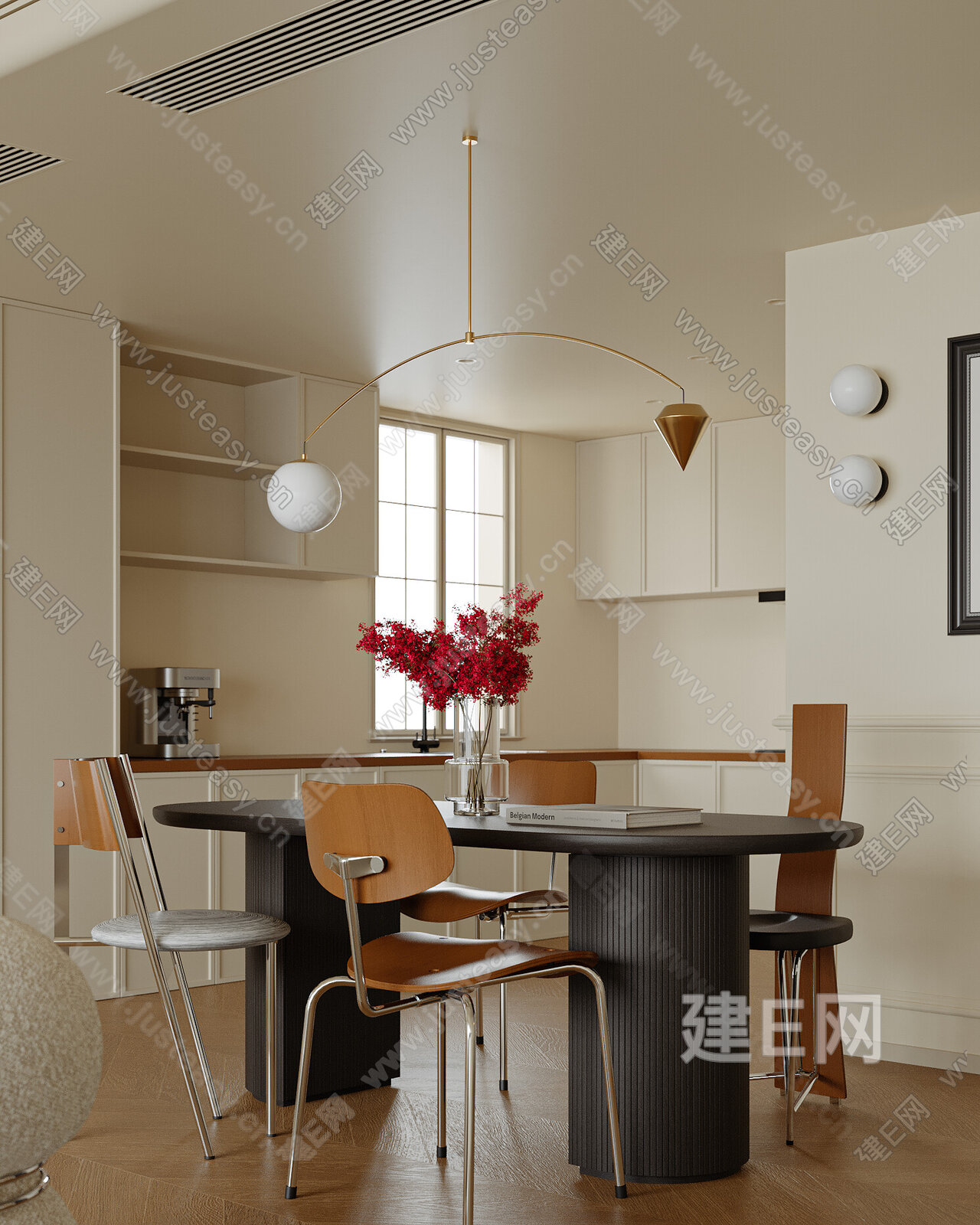 现代餐厅模型SU模型下载[ID:101667996]_建E室内设计网