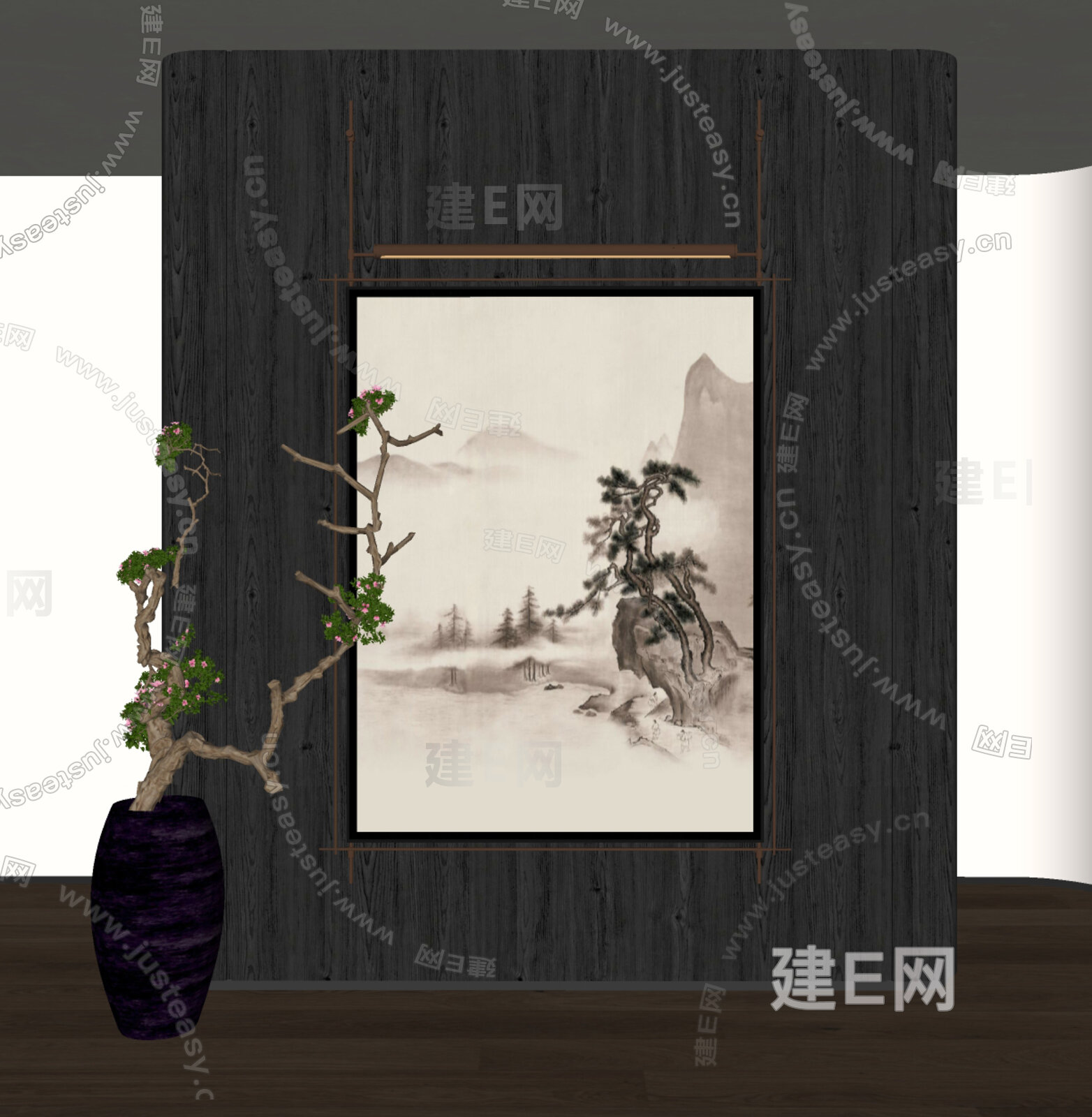 新中式装饰画模型SU模型下载[ID:101667974]_建E室内设计网