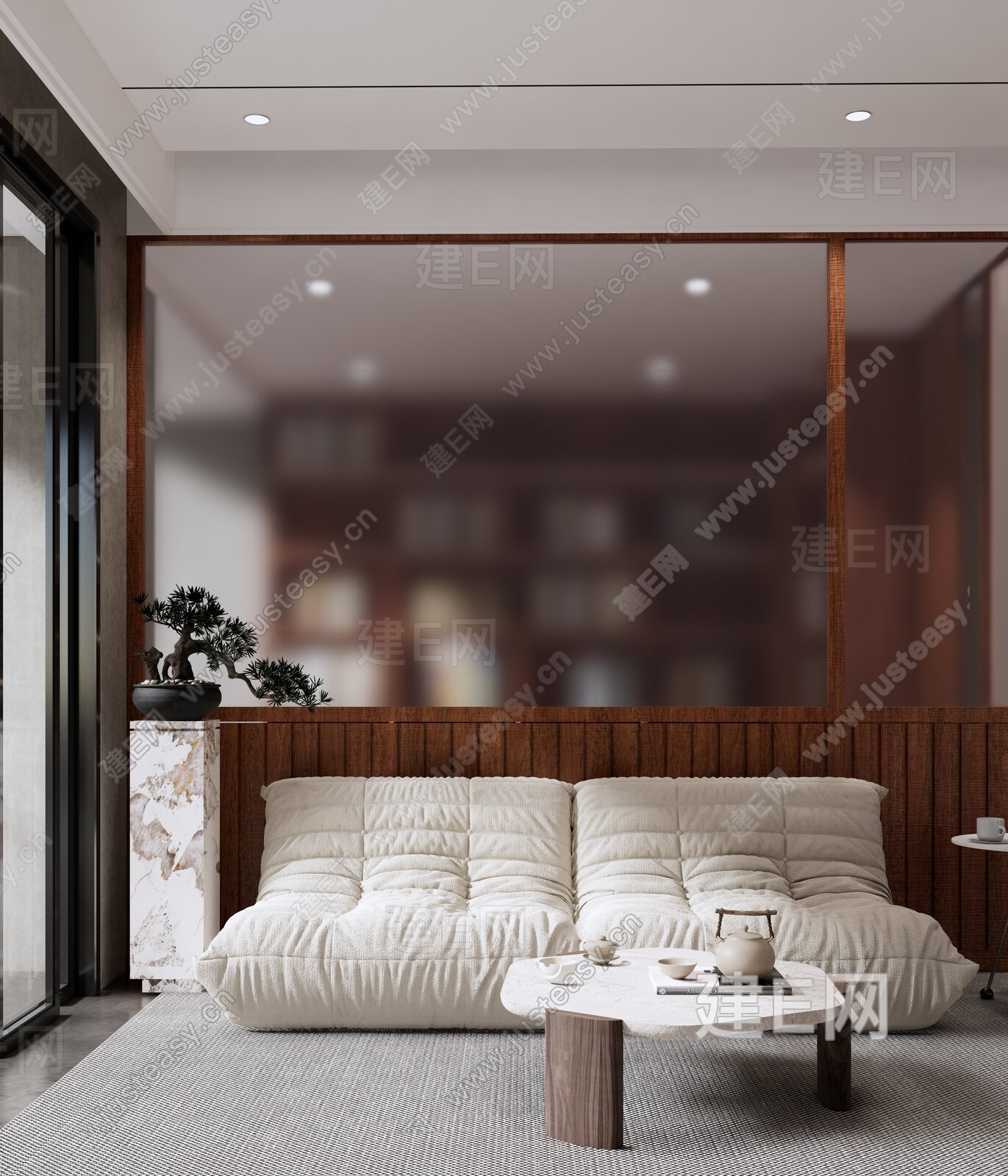 新中式家居客厅su模型模型SU模型下载[ID:101209161]_建E室内设计网