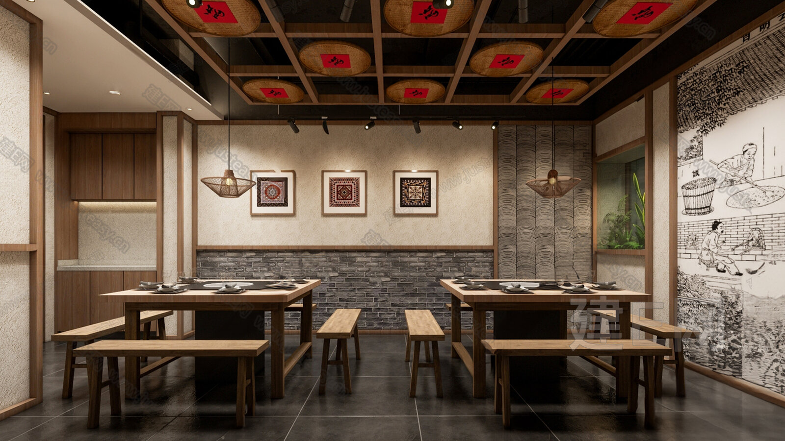 新中式火锅店3d模型下载[ID:115171180]_建e网3d模型