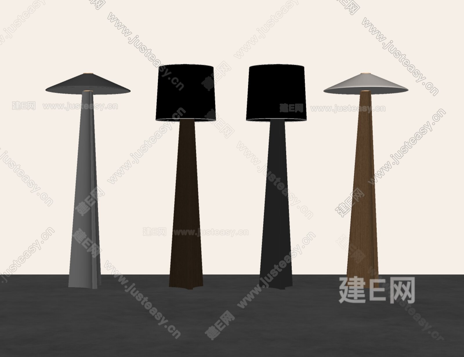 侘寂风中古风复古风落地灯模型SU模型下载[ID:102061128]_建e网su模型