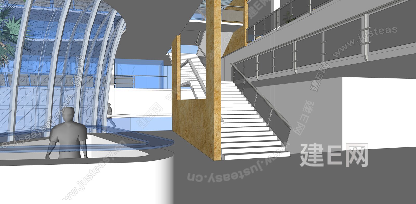 现代图书馆阅览室模型SU模型下载[ID:101799156]_建e网su模型