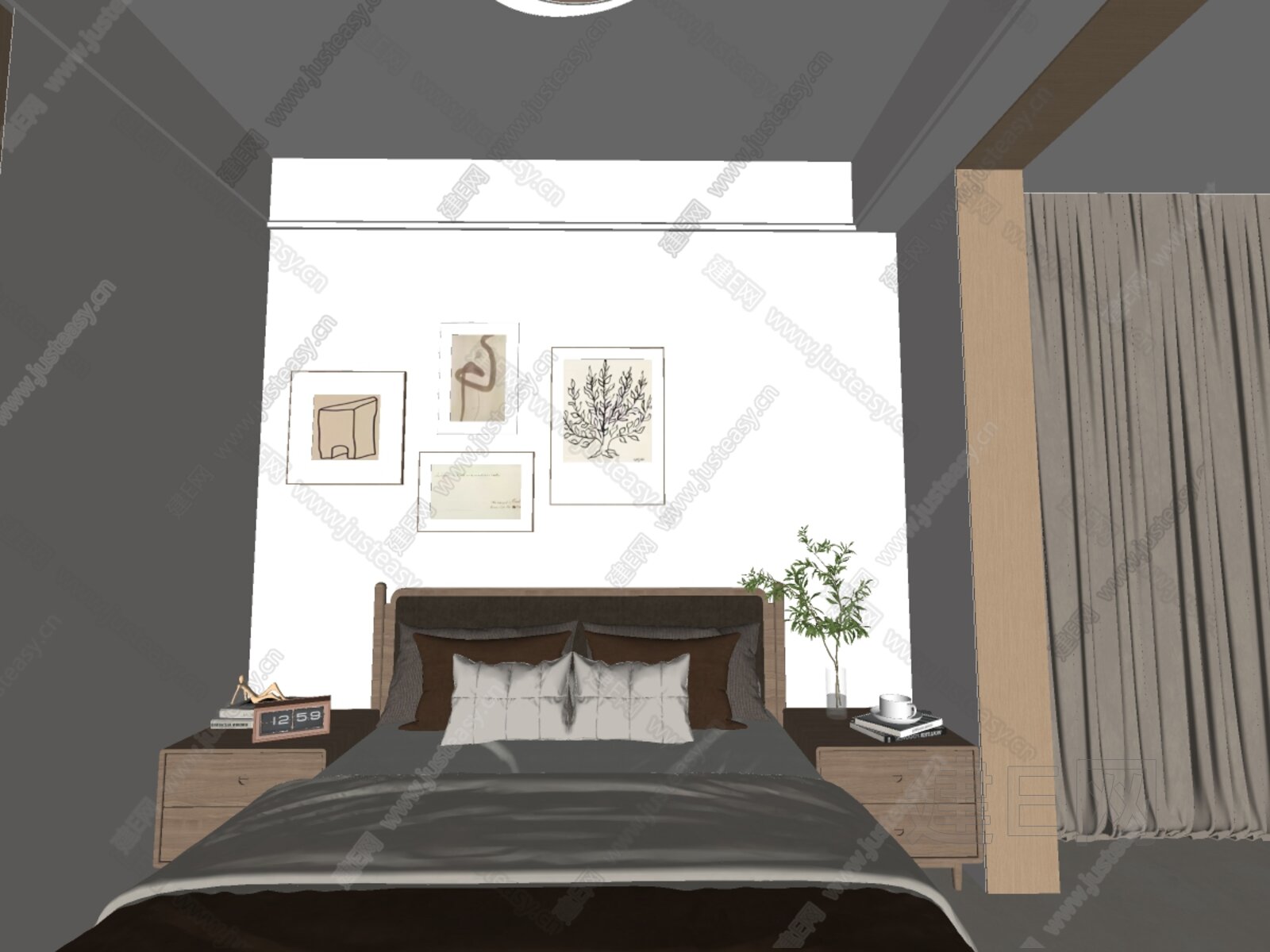 现代次卧模型SU模型下载[ID:103044341]_建e网su模型
