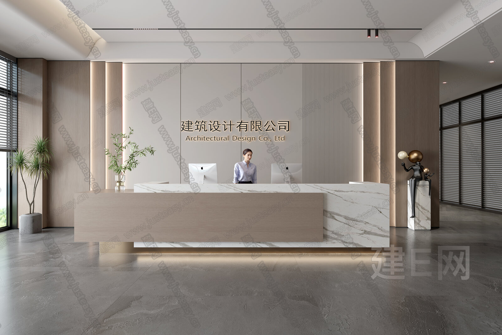 现代公司前台模型SU模型下载[ID:103240921]_建e网su模型