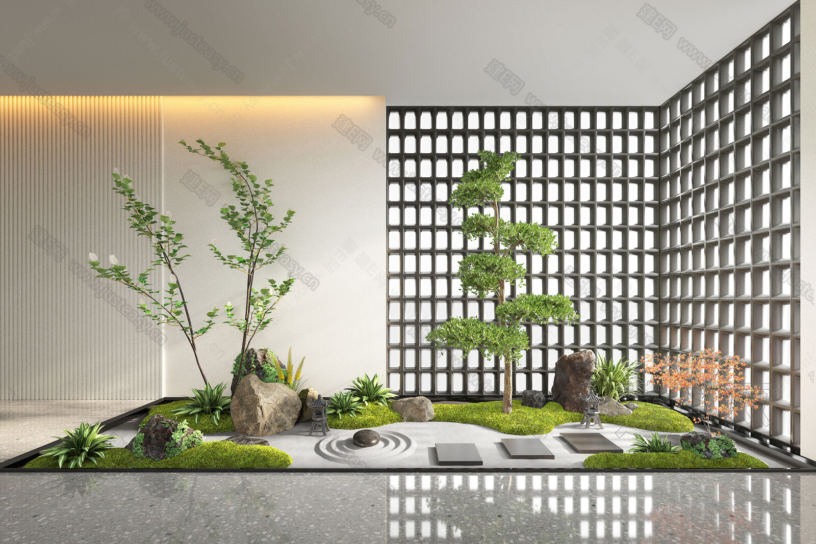 现代室内景观造景 模型SU模型下载[ID:103306440]_建E室内设计网