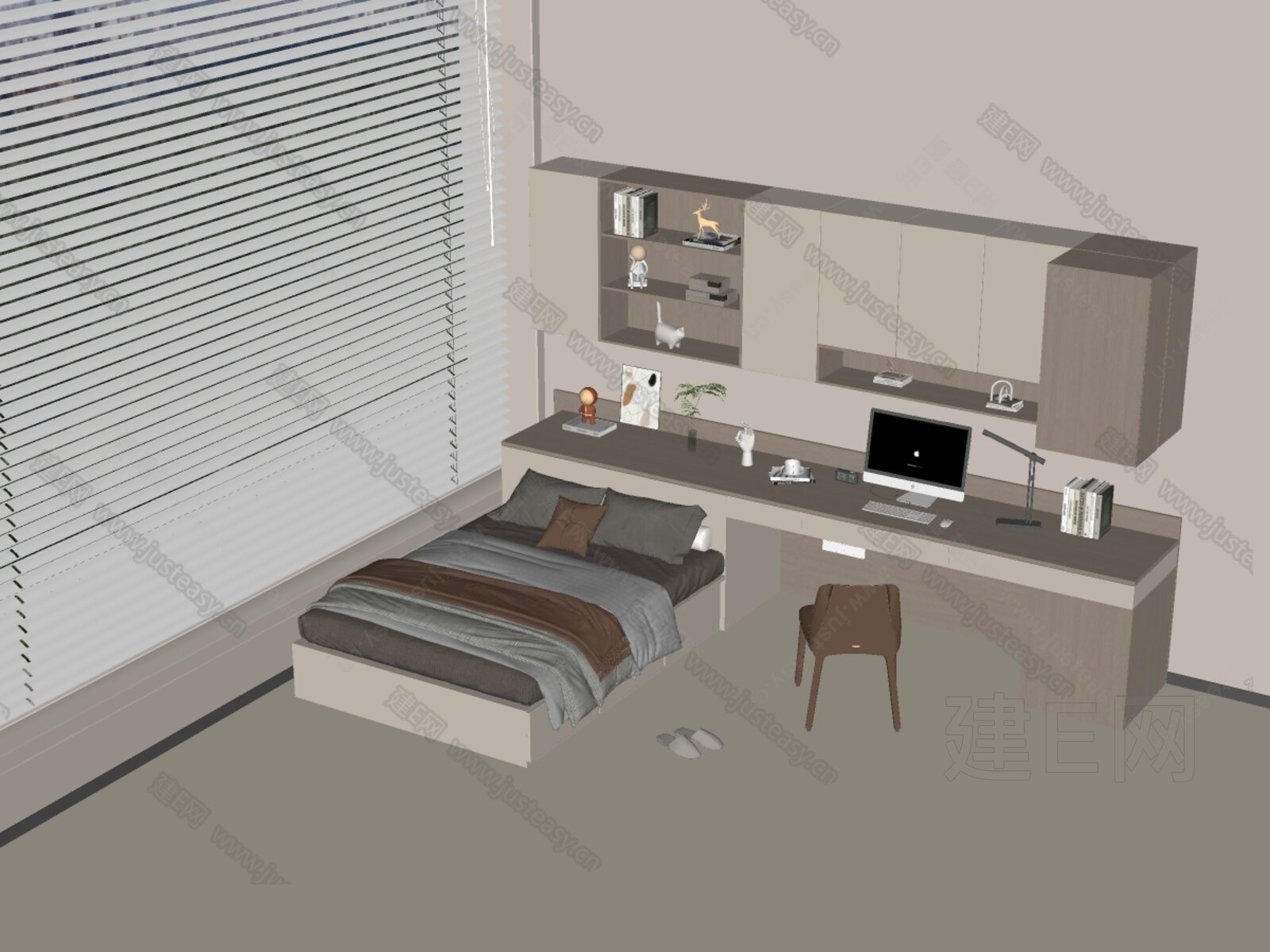 现代次卧 模型SU模型下载[ID:103896259]_建e网su模型