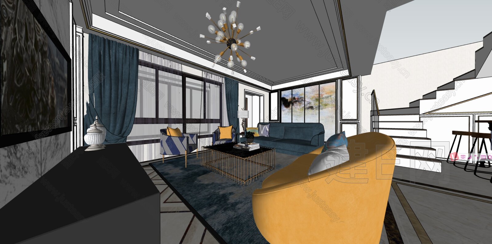 现代家装模型SU模型下载[ID:103830695]_建e网su模型