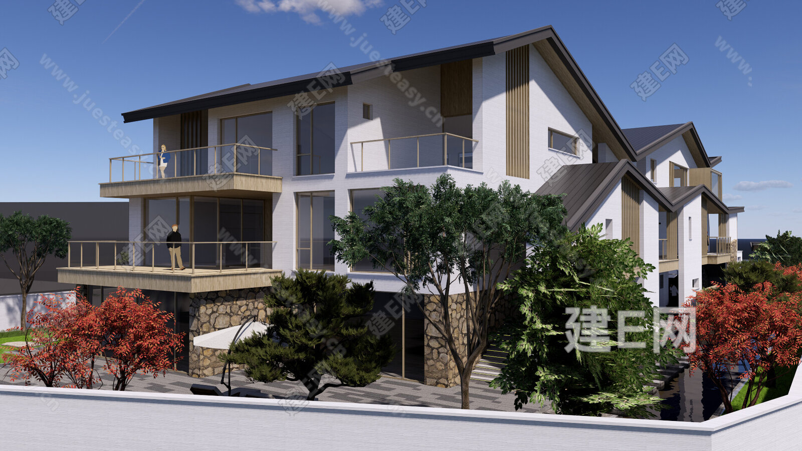 现代风格独栋别墅 模型SU模型下载[ID:104682541]_建e网su模型