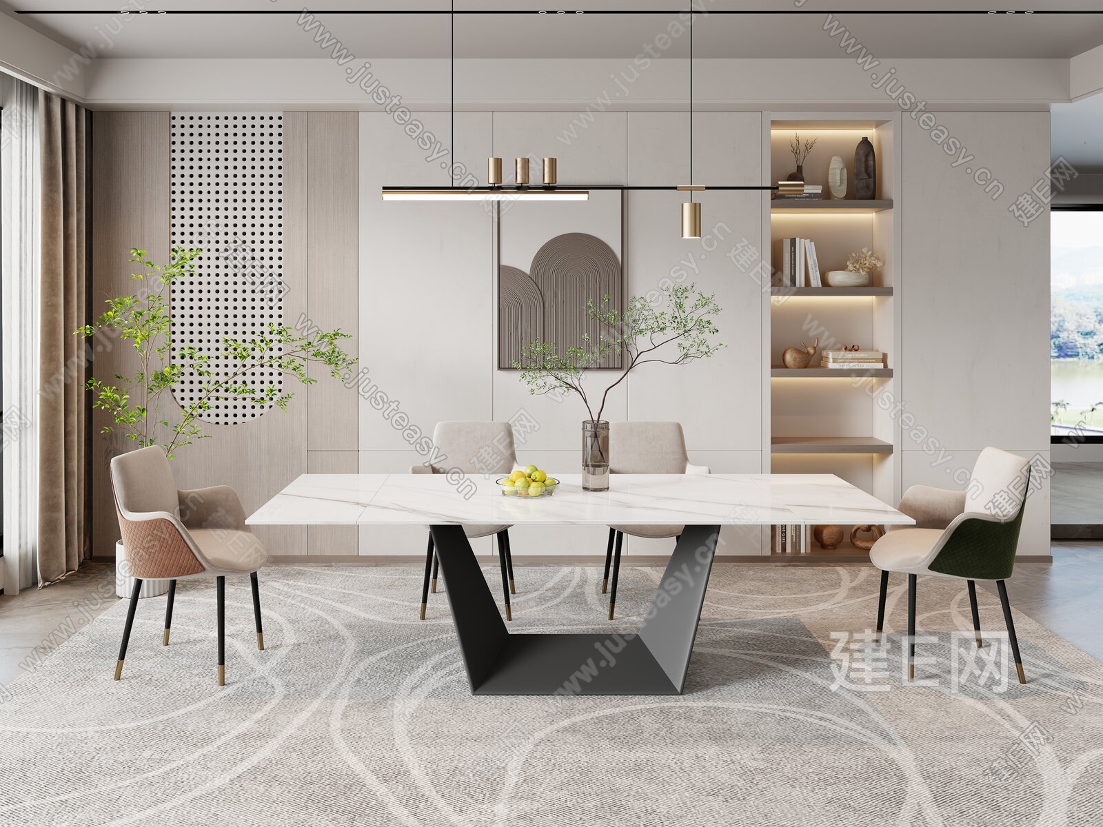 现代餐厅模型SU模型下载[ID:114250874]_建e网su模型