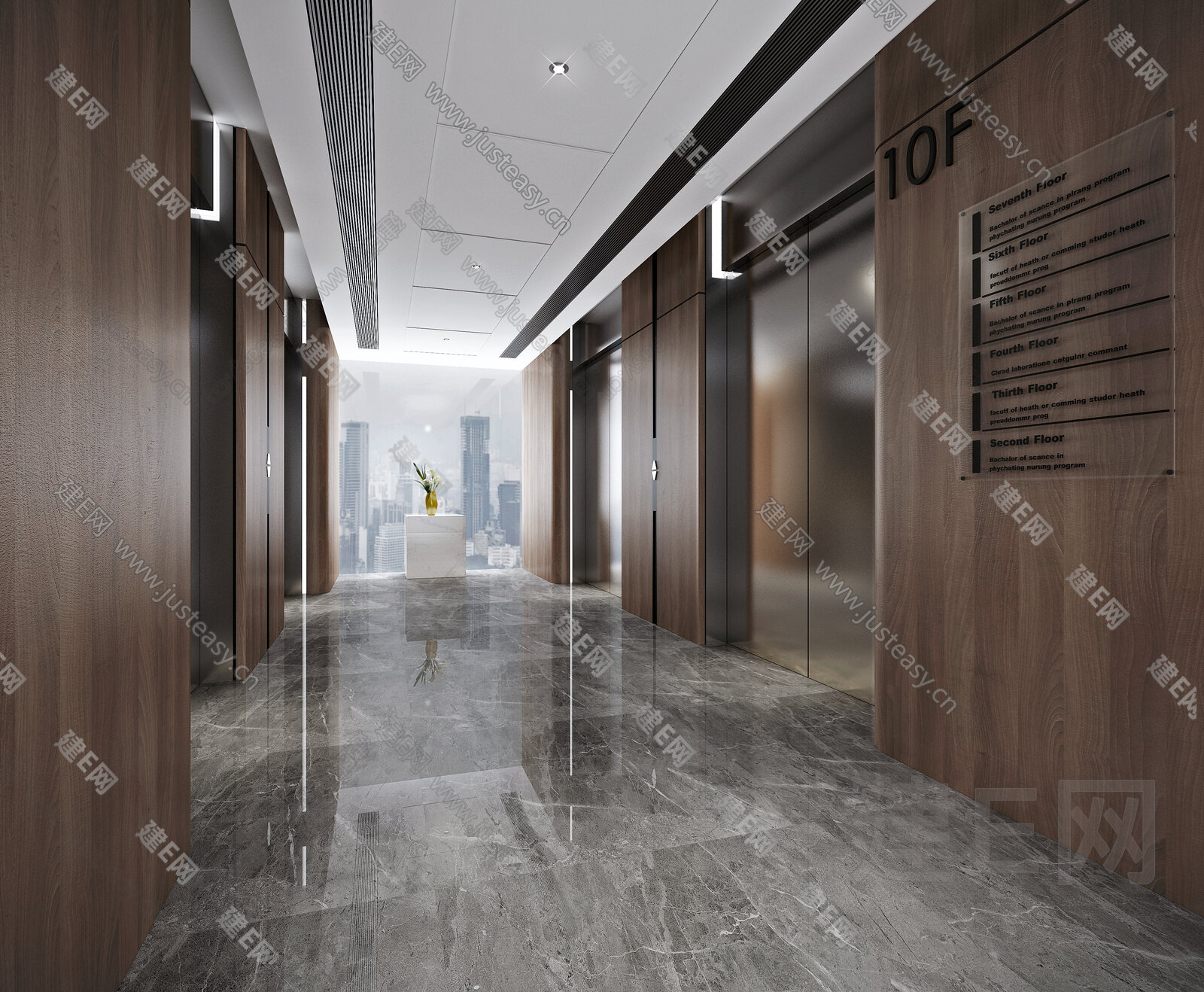 现代电梯间过道3d模型下载[ID:110452612]_建e网3d模型